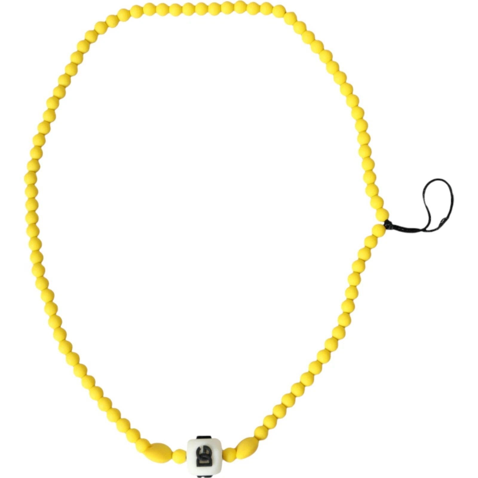 Dolce & Gabbana Yellow Beaded Chain DG Logo Charm Accessory Necklace