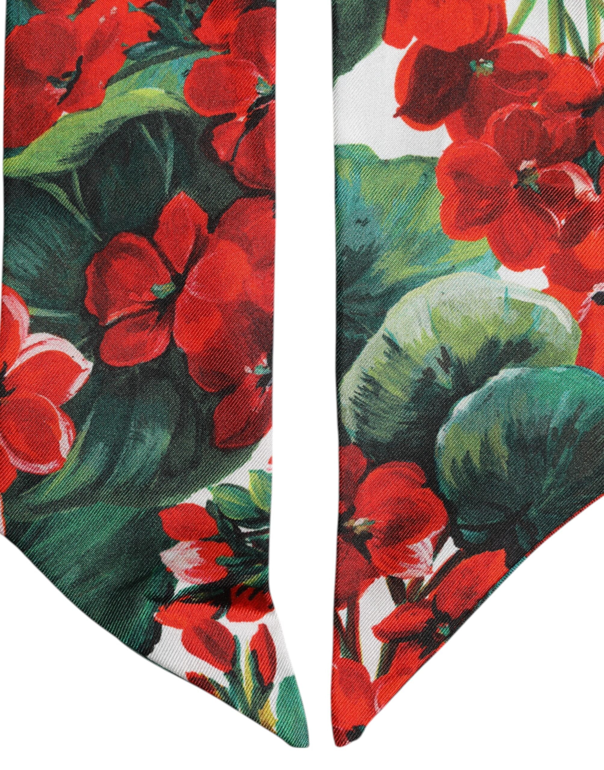 Dolce & Gabbana Multicolor Floral Silk Skinny Neck Wrap Scarf