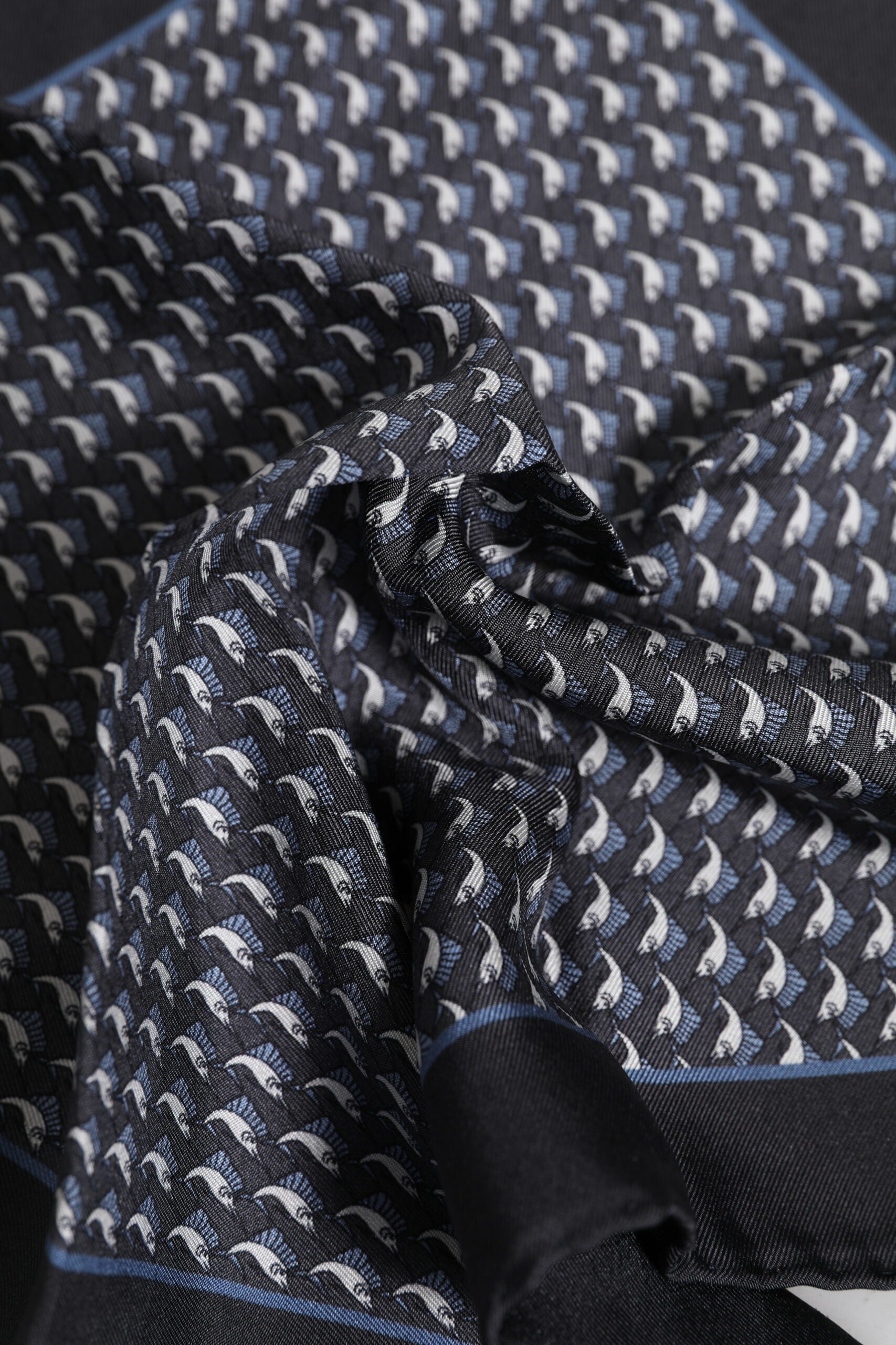 Dolce & Gabbana Black Fish Print Silk Square Men Foulard Scarf