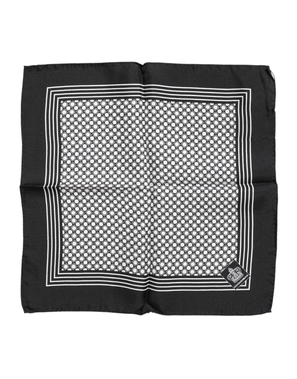 Dolce & Gabbana Black White Patterned Square Men Foulard Scarf