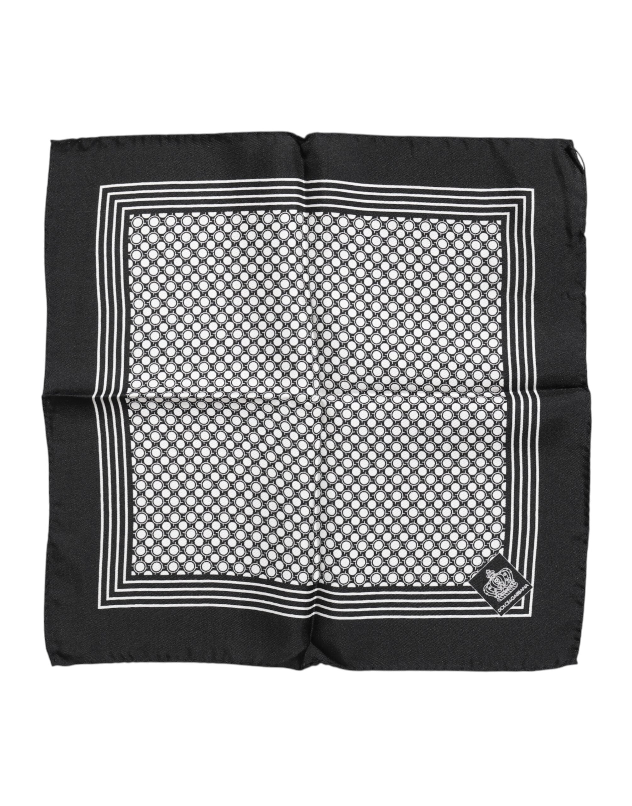 Dolce & Gabbana Black White Patterned Square Men Foulard Scarf