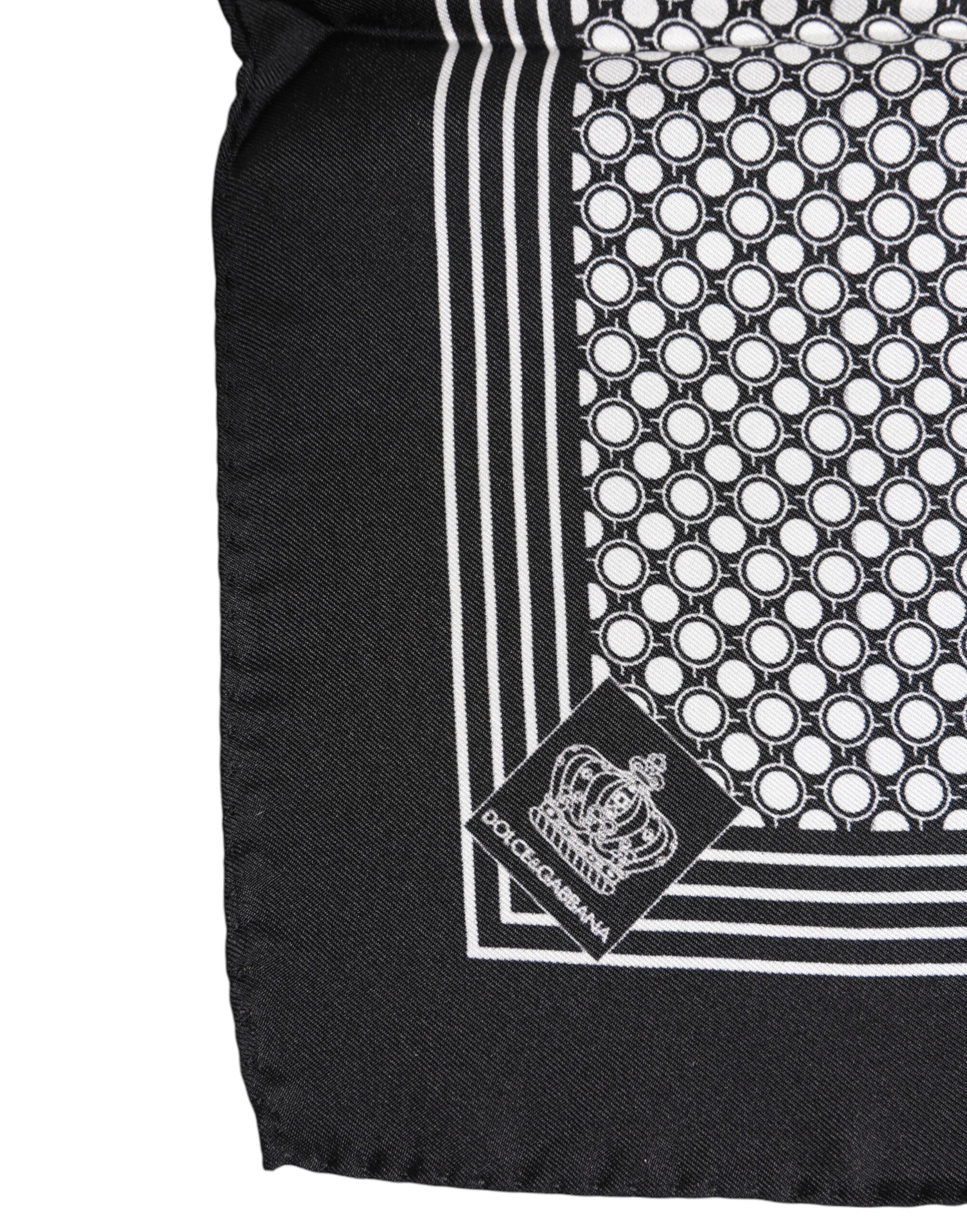 Dolce & Gabbana Black White Patterned Square Men Foulard Scarf