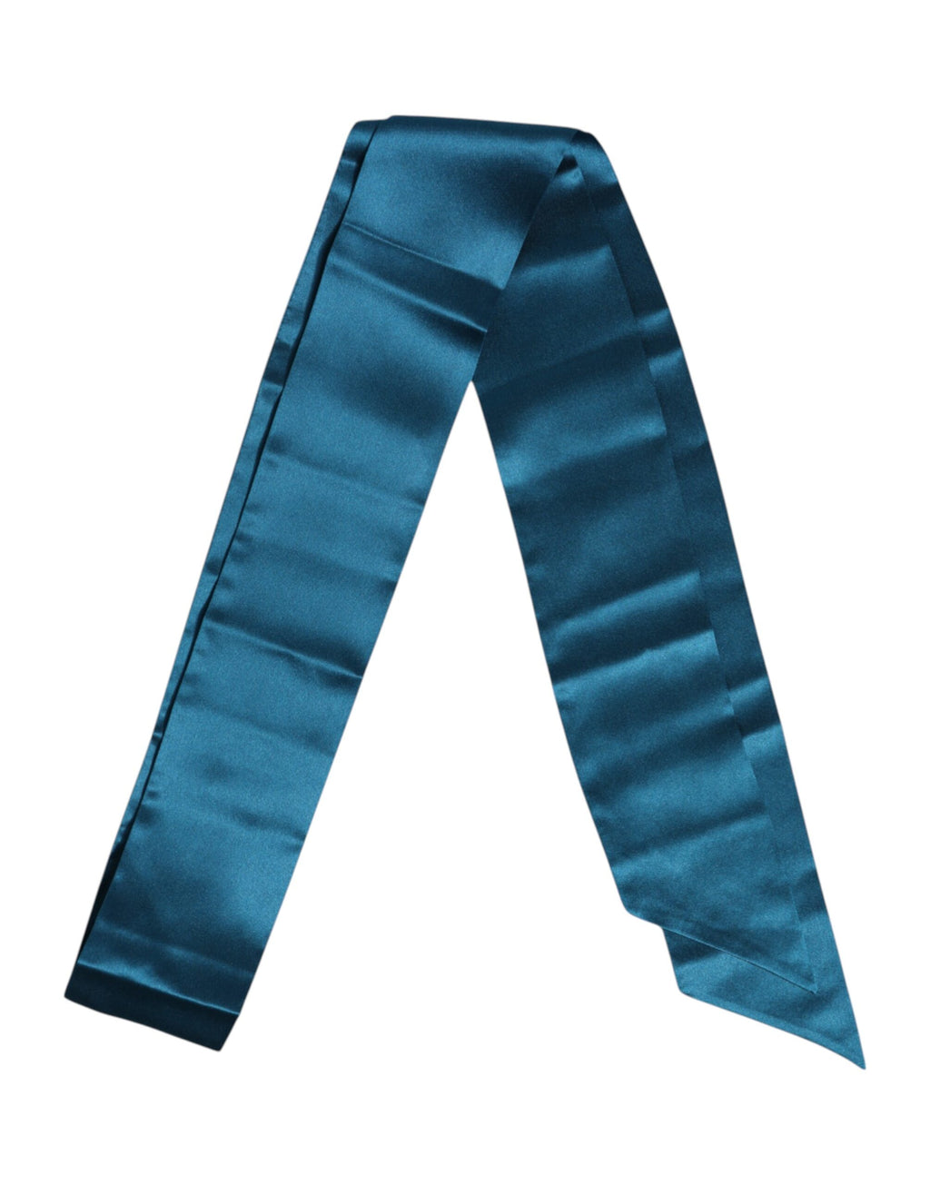 Dolce & Gabbana Blue Satin Silk Skinny Foulard Wrap Scarf