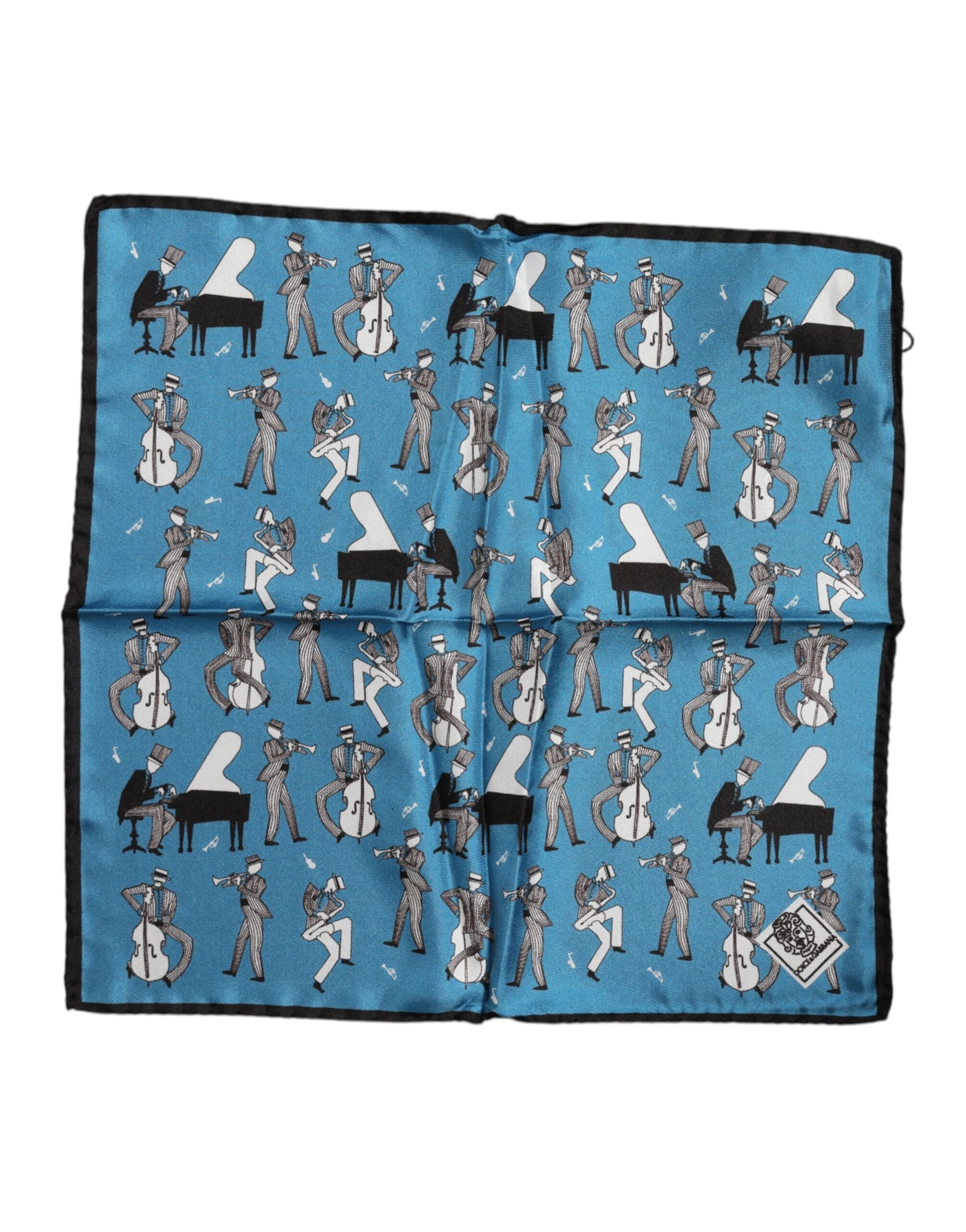 Dolce & Gabbana Blue Jazz Club Silk Square Men Foulard Scarf