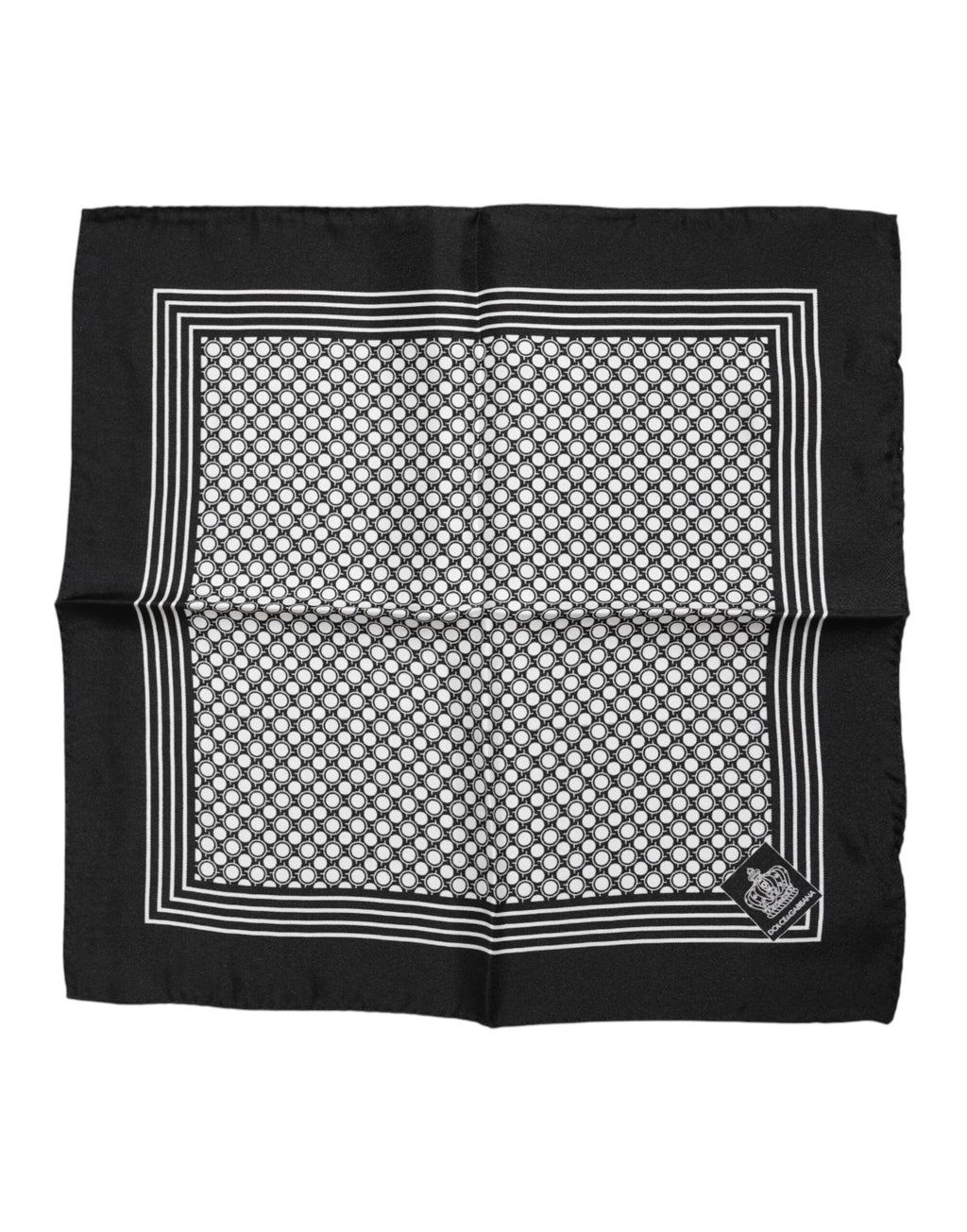 Dolce & Gabbana Black White Patterned Square Men Foulard Scarf