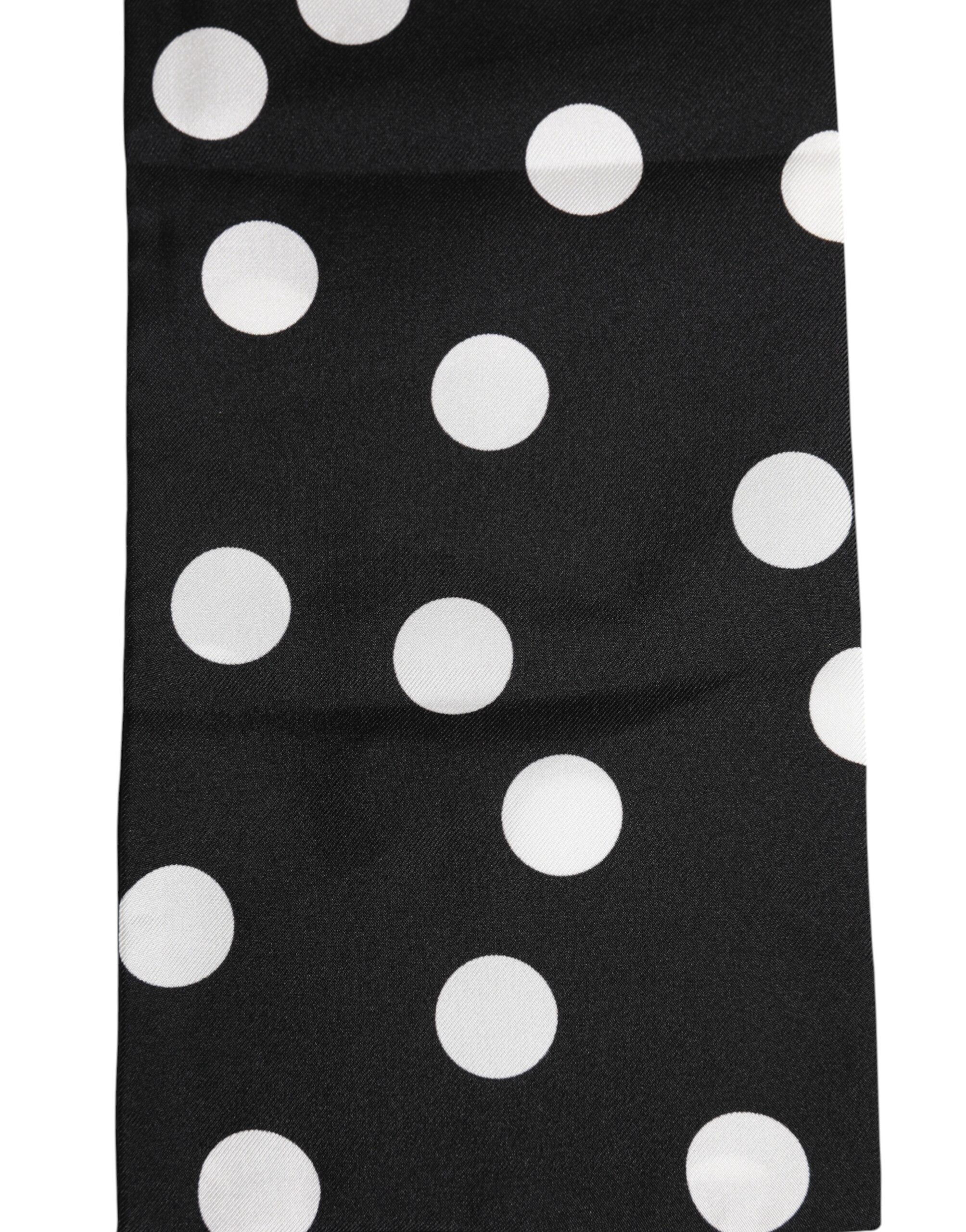 Dolce & Gabbana Black White Polka Dot Silk Men Foulard Scarf