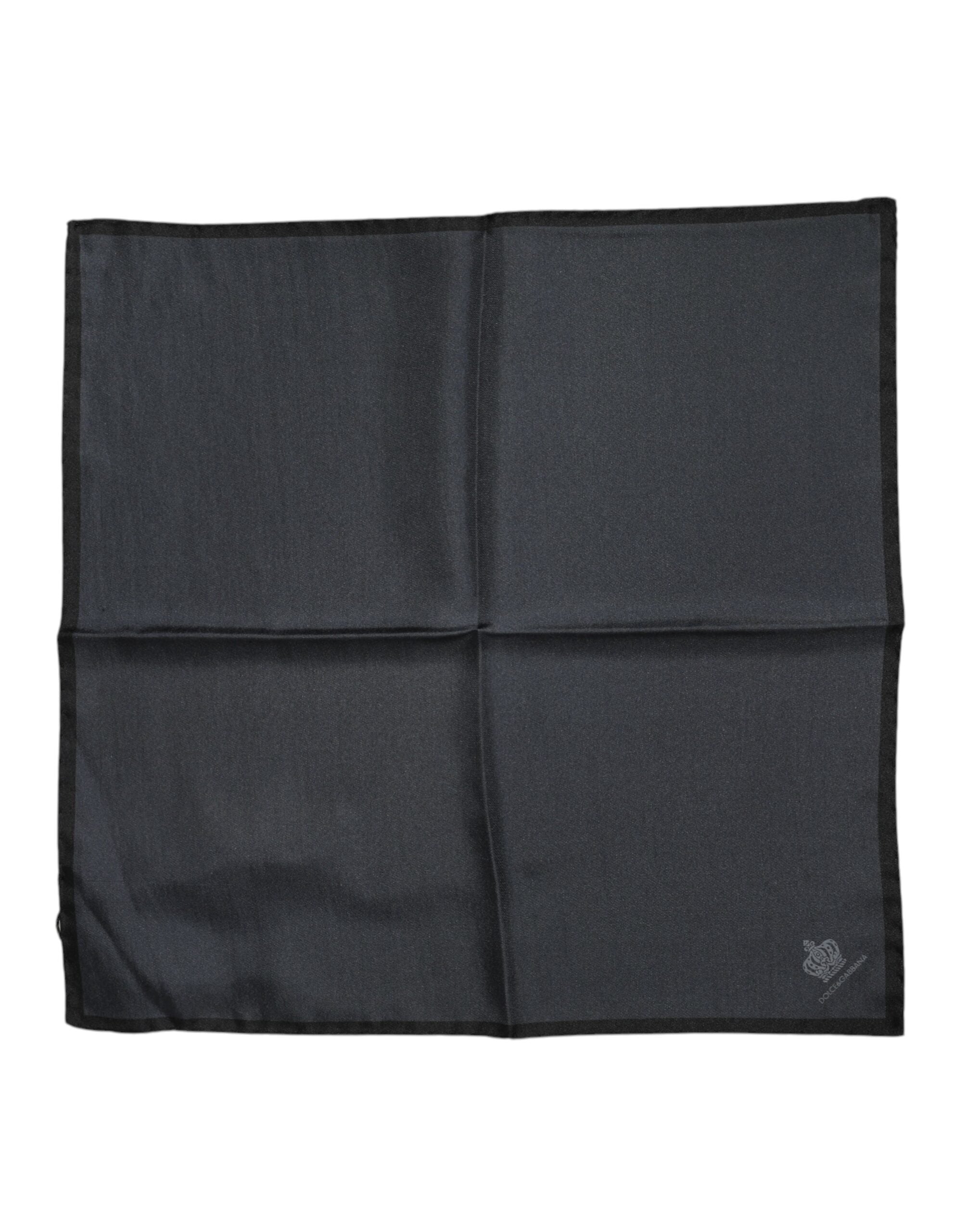 Dolce & Gabbana Dark Gray DG Crown Silk Square Foulard Scarf