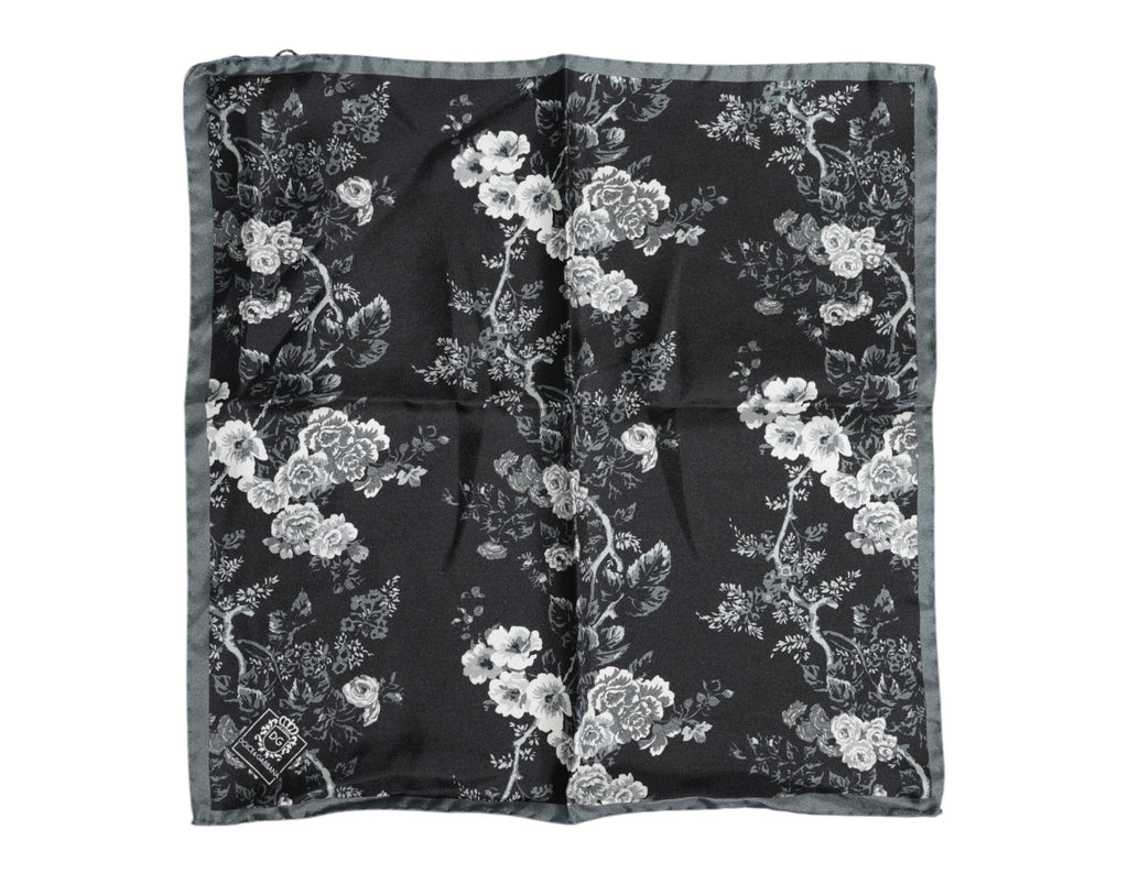 Dolce & Gabbana Black Floral Silk Square Foulard Scarf