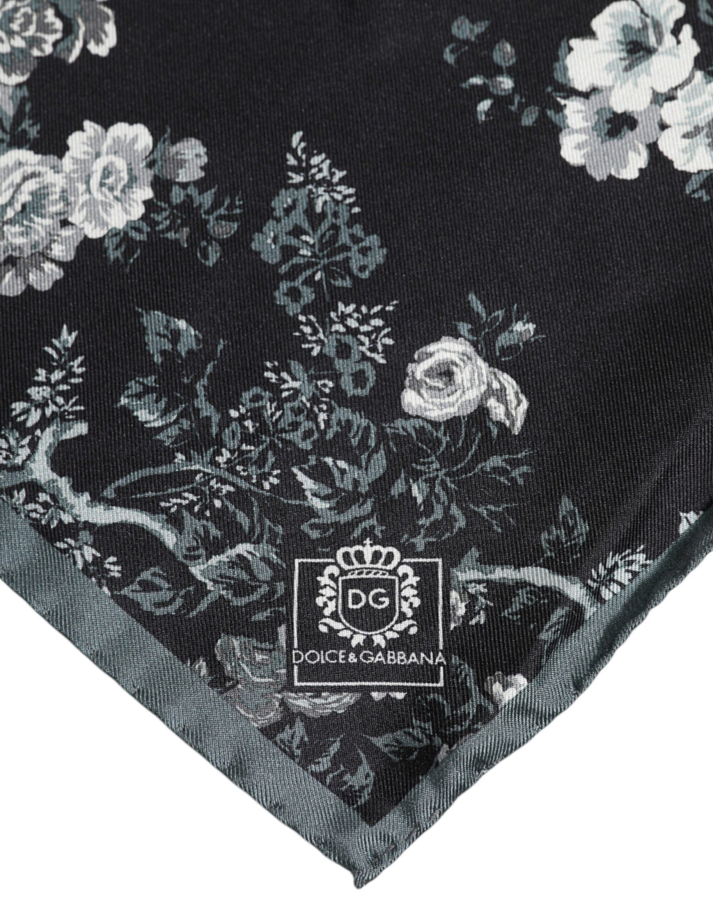 Dolce & Gabbana Black Floral Silk Square Foulard Scarf