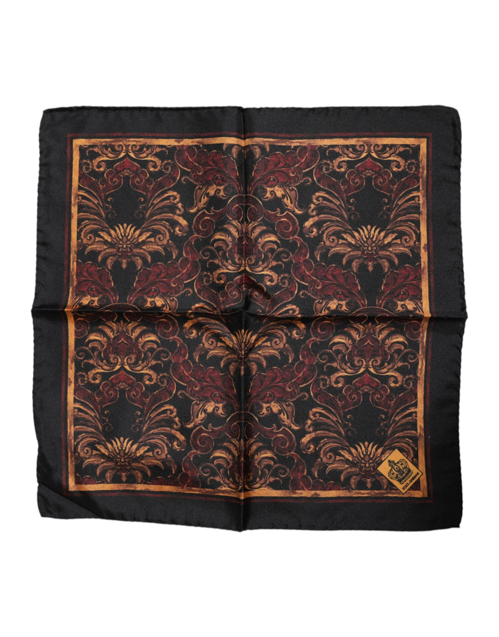 Dolce & Gabbana Black Floral Silk Square Men Foulard Scarf