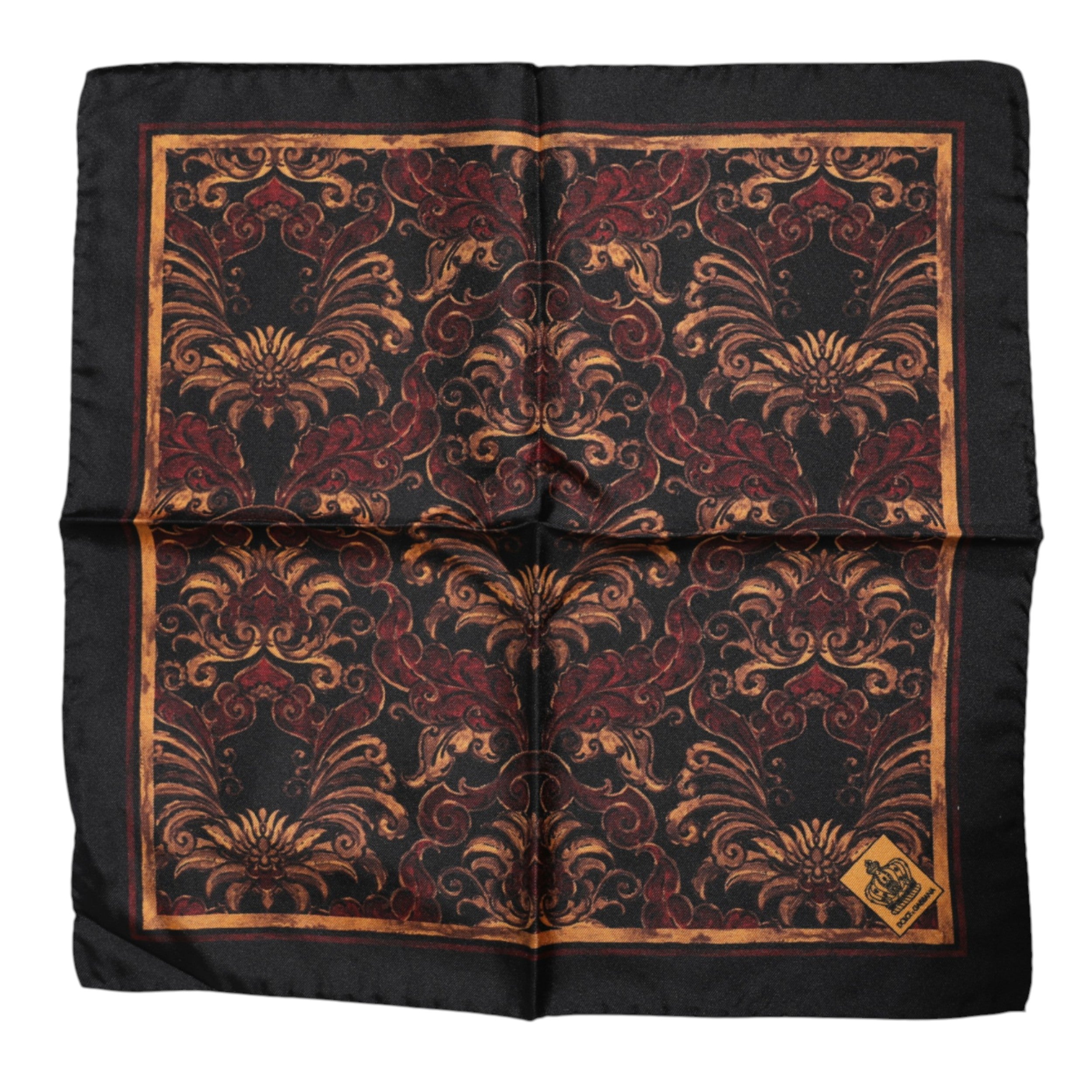 Dolce & Gabbana Black Floral Silk Square Men Foulard Scarf