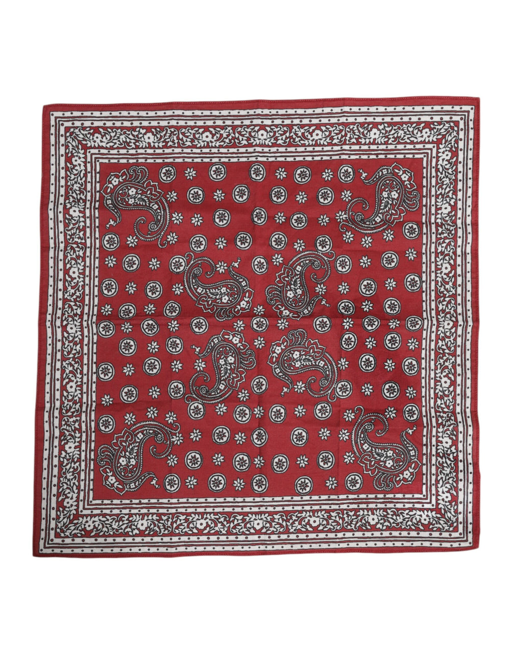 Dolce & Gabbana Red Floral Cotton Square Foulard Scarf
