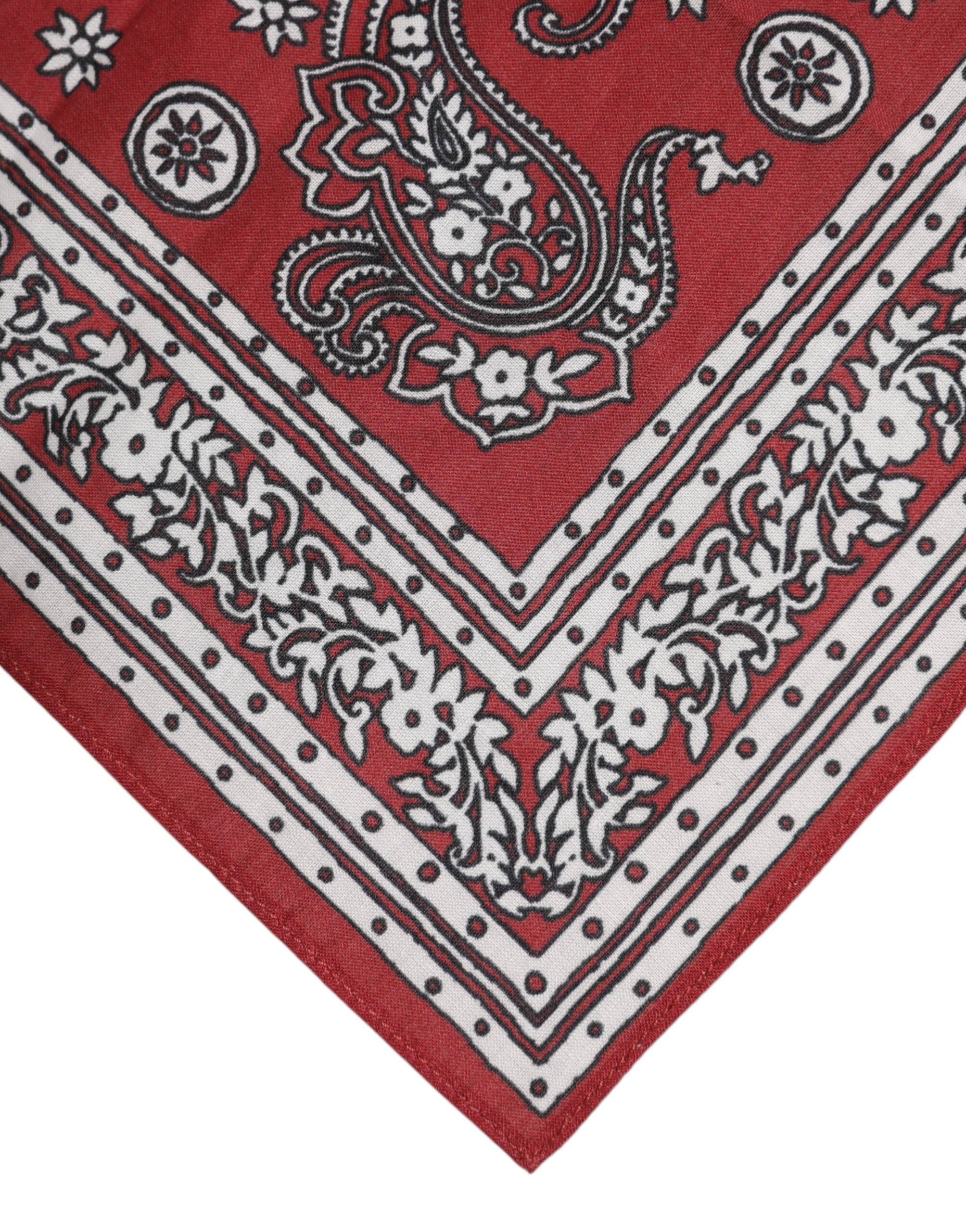 Dolce & Gabbana Red Floral Cotton Square Foulard Scarf
