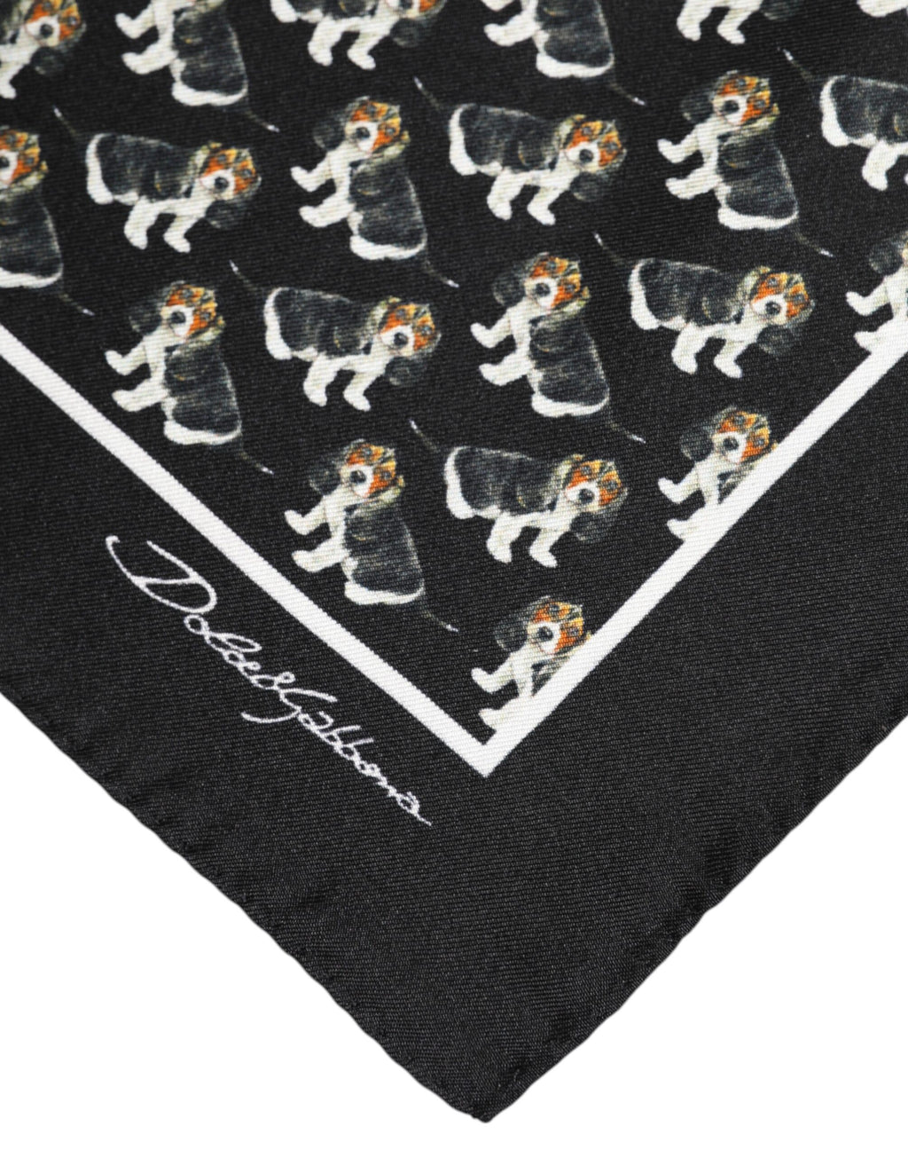 Dolce & Gabbana Black Dog Print Silk Square Foulard Scarf