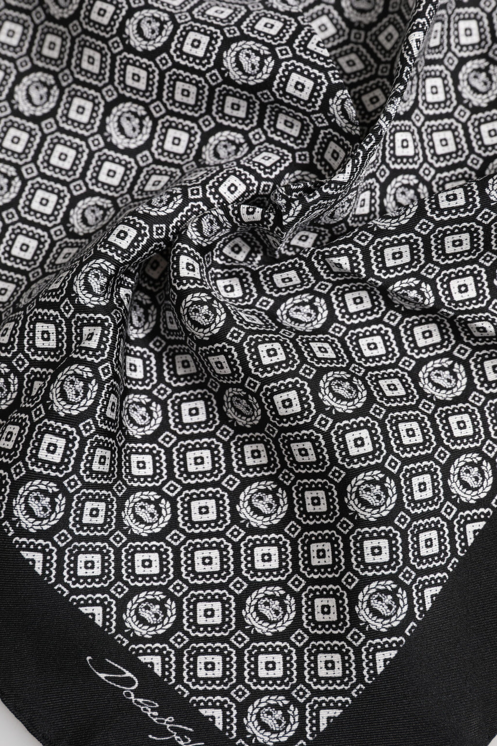 Dolce & Gabbana Black White Patterned Square Foulard Scarf