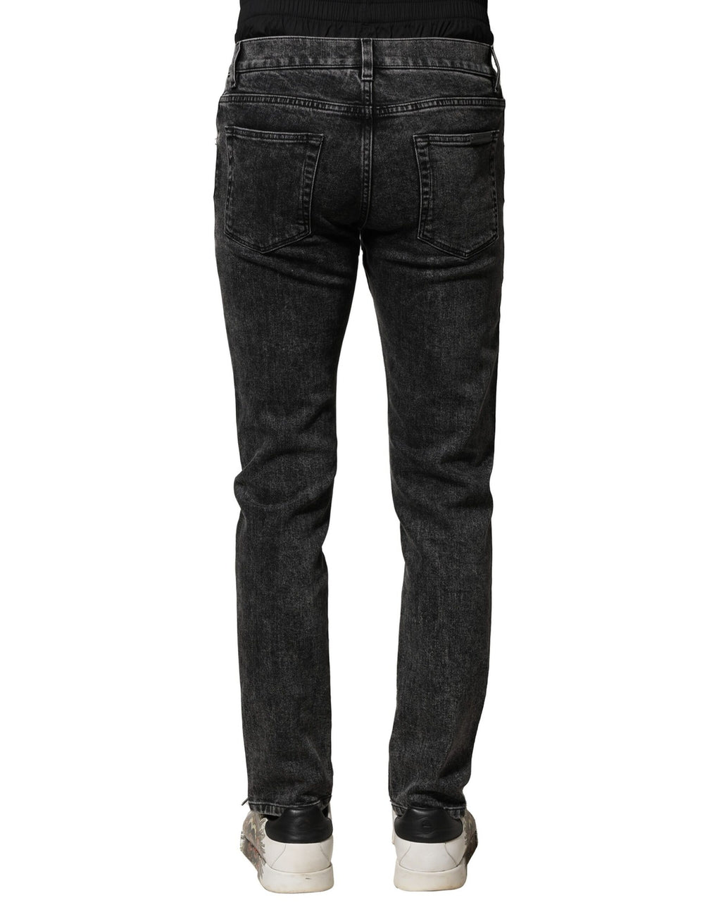 Dolce & Gabbana Black Washed Double Waistband Denim Jeans
