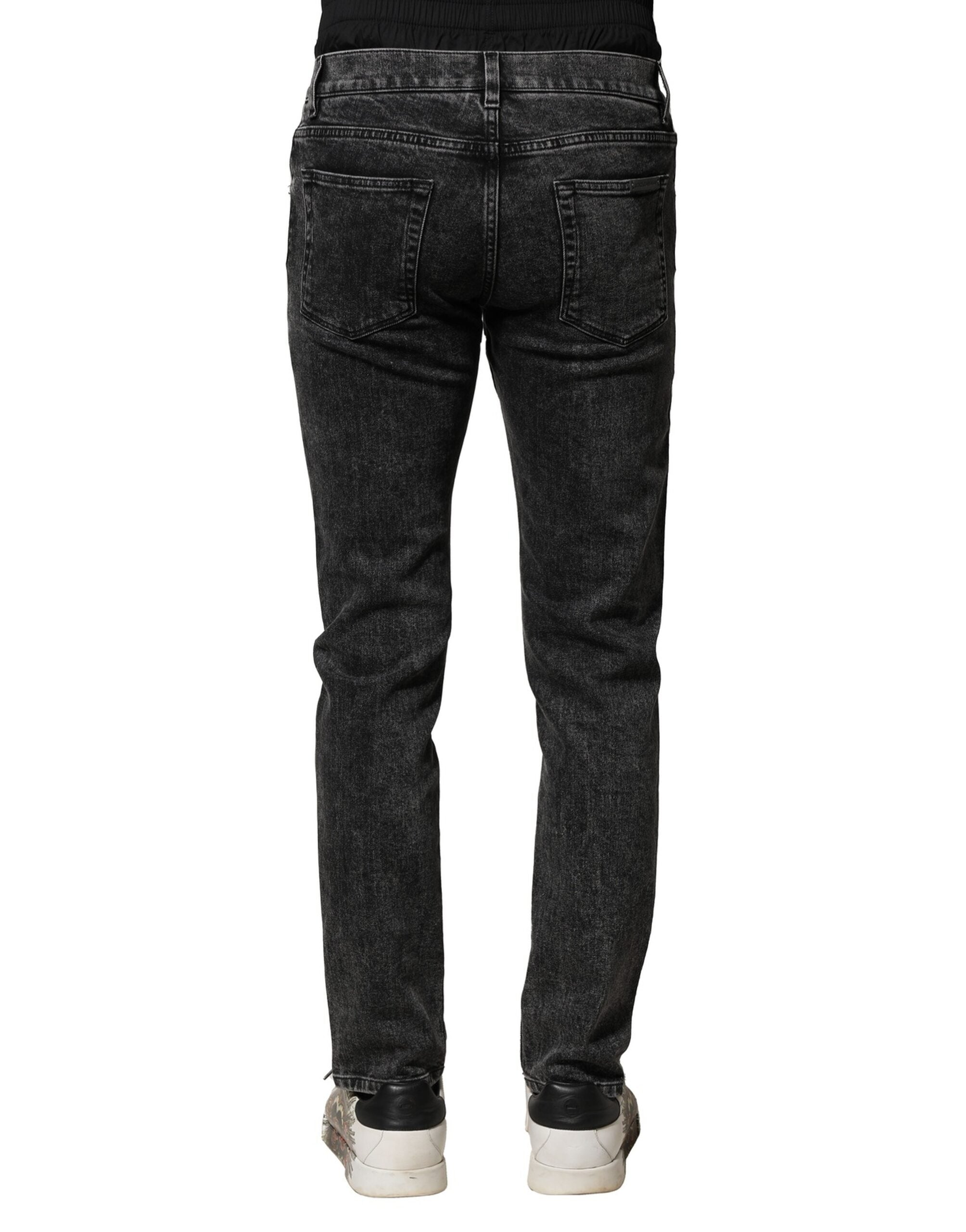 Dolce & Gabbana Black Washed Double Waistband Denim Jeans
