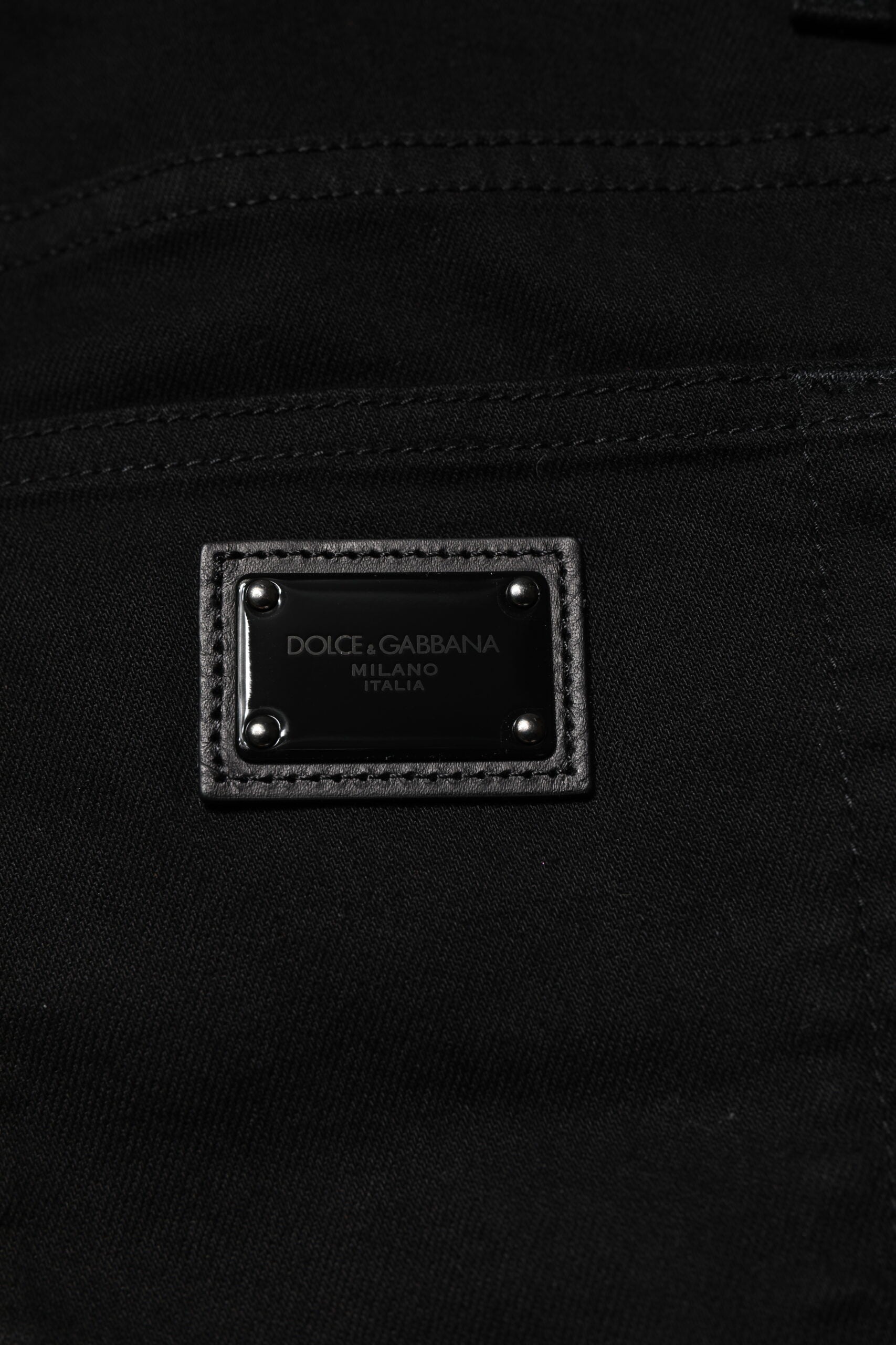 Dolce & Gabbana Black Cotton Embroidery Slim Fit Denim Jeans