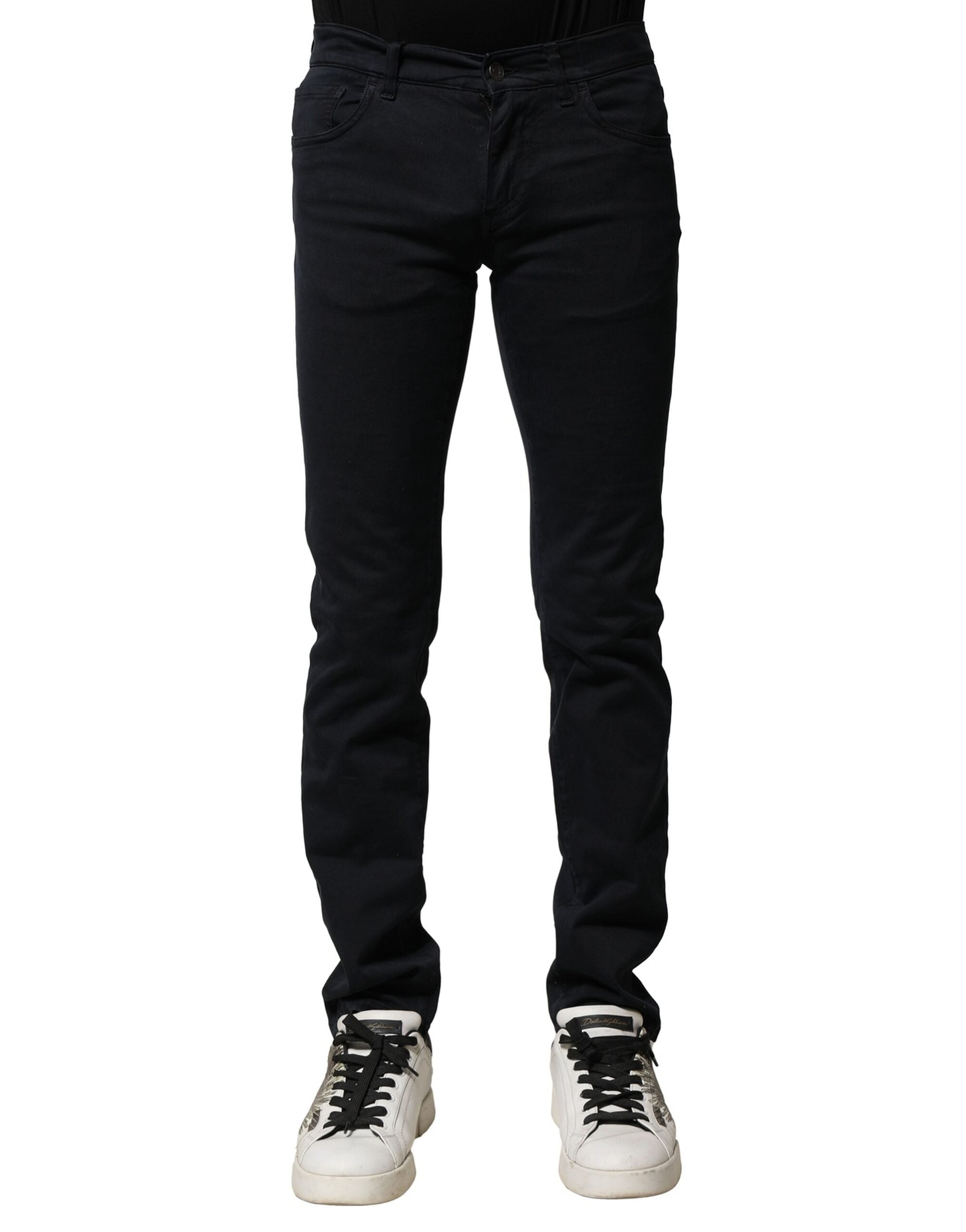 Dolce & Gabbana Black Cotton Slim Fit Men Denim Jeans