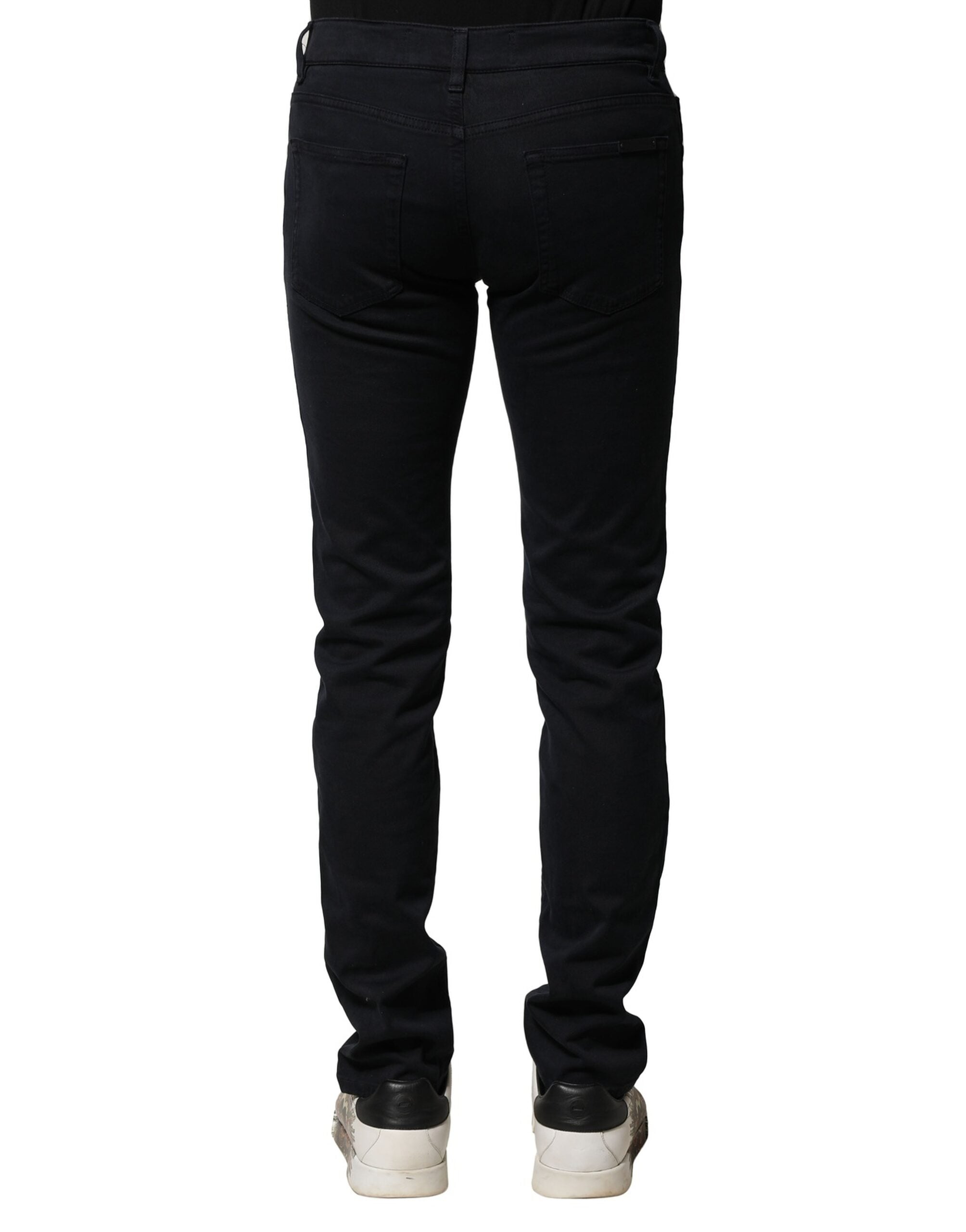 Dolce & Gabbana Black Cotton Slim Fit Men Denim Jeans