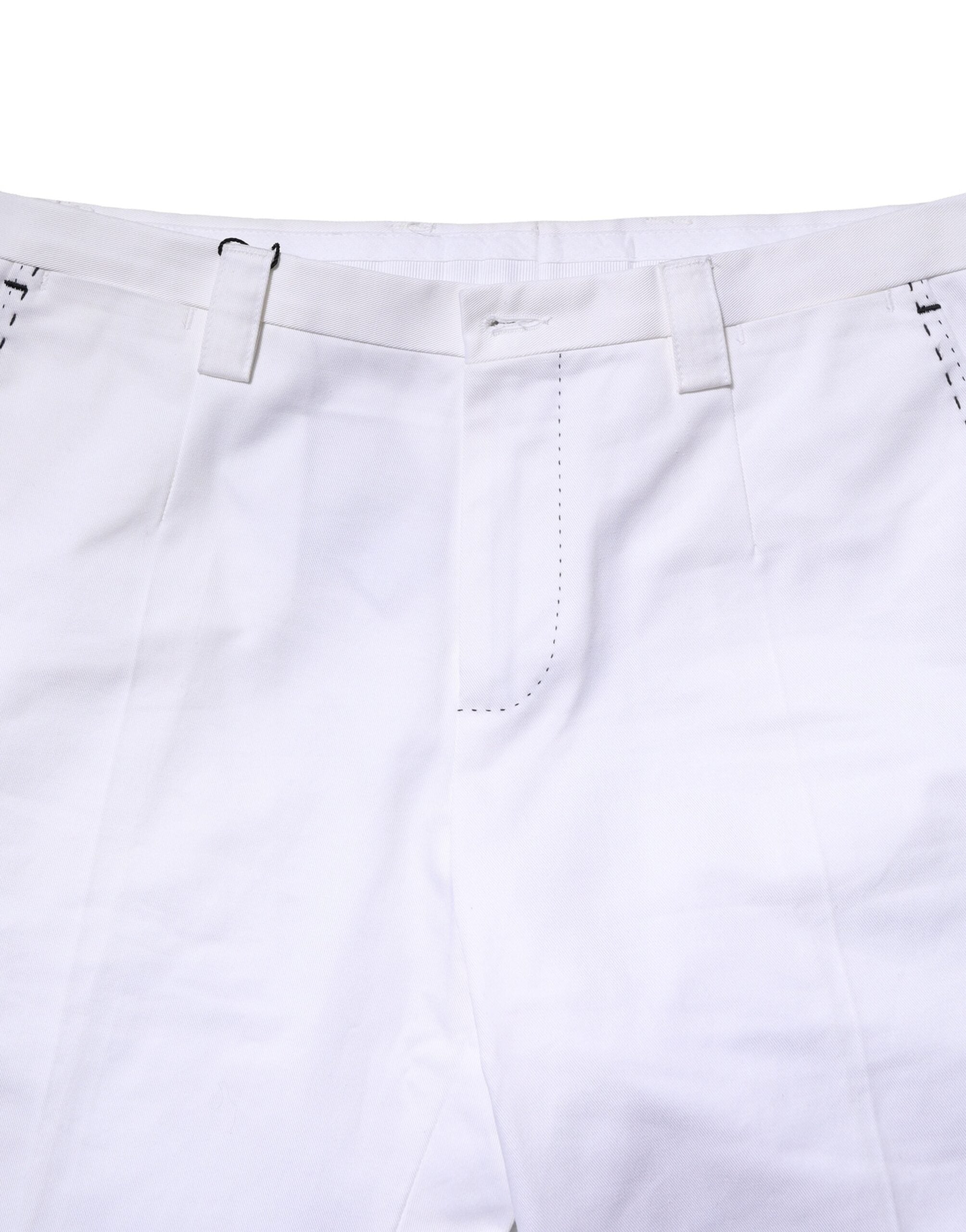 Dolce & Gabbana White Cotton Straight Logo Men Pants