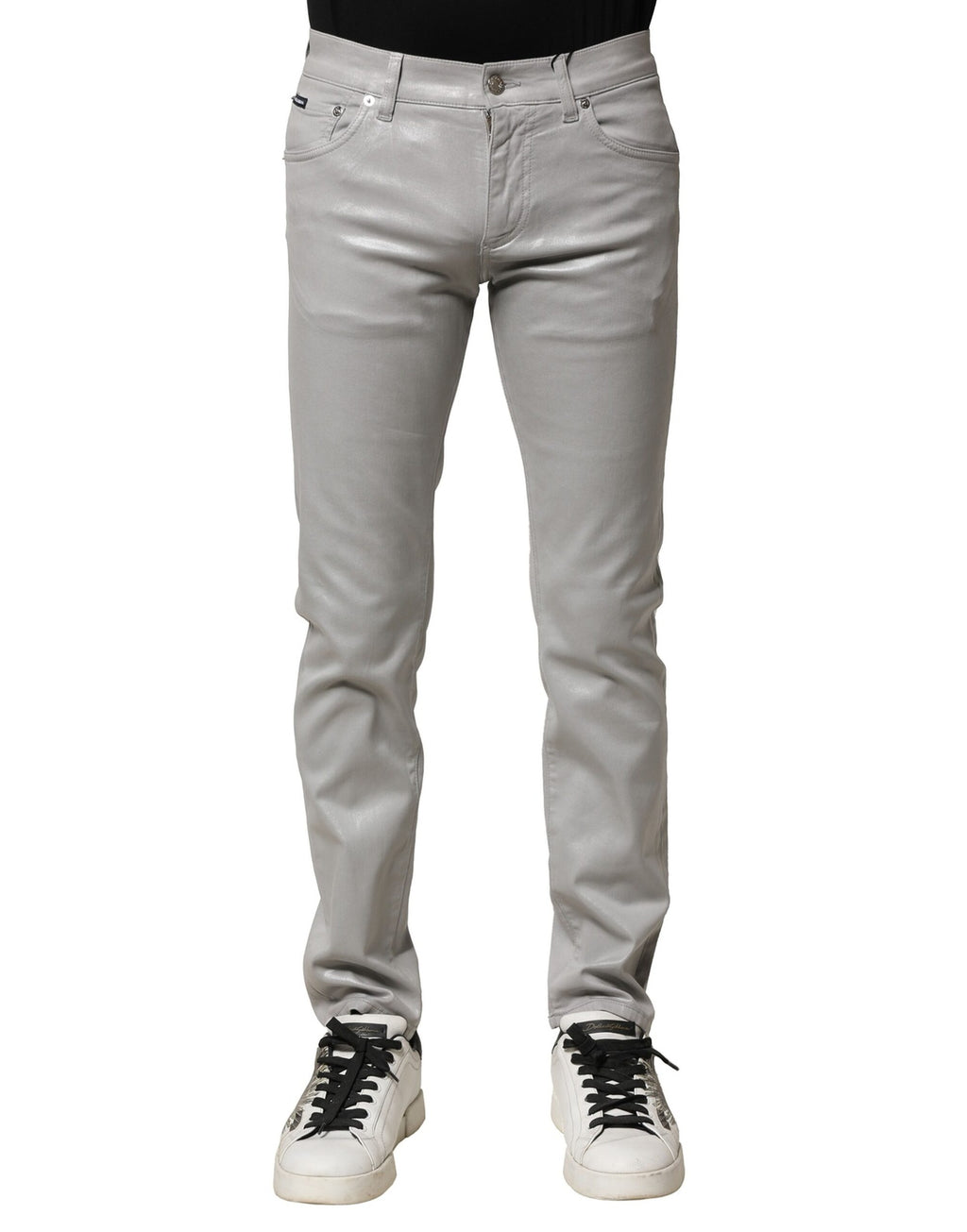 Dolce & Gabbana Light Gray Cotton Slim Fit Men Denim Jeans