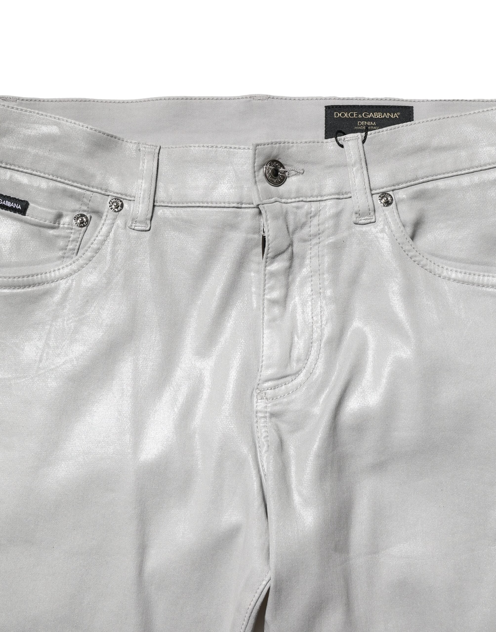 Dolce & Gabbana Light Gray Cotton Slim Fit Men Denim Jeans