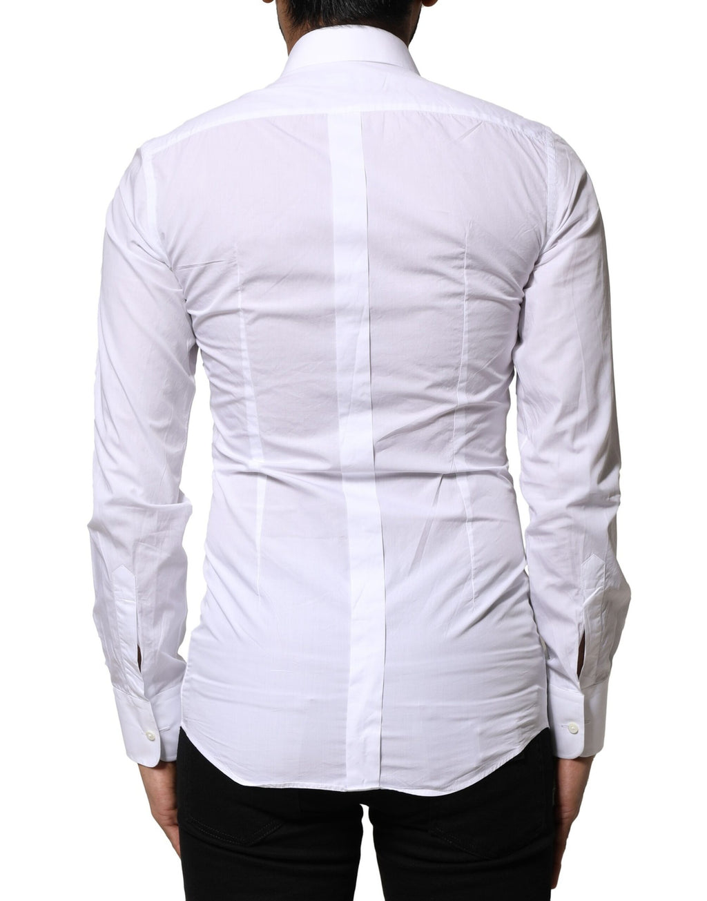 Dolce & Gabbana White GOLD Cotton Poplin Formal Dress Shirt