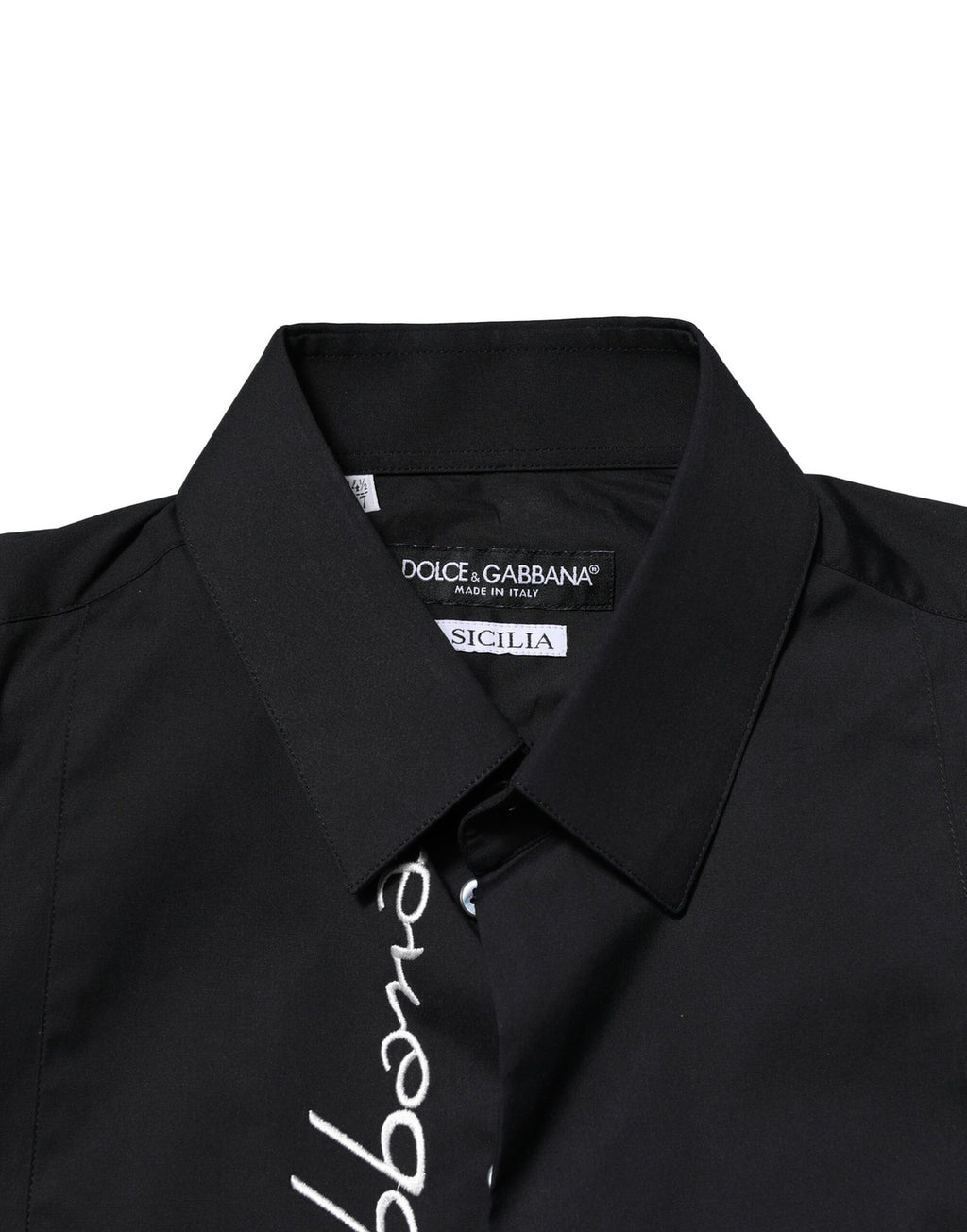 Dolce & Gabbana Black Cotton SICILIA Logo Men Dress Shirt
