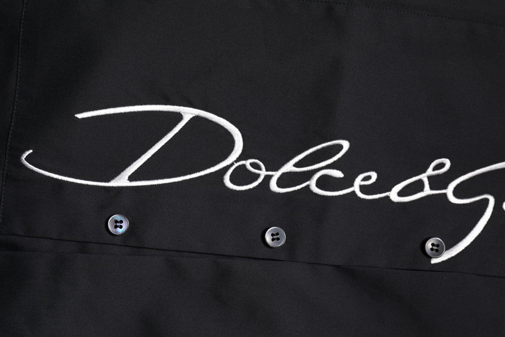 Dolce & Gabbana Black Cotton SICILIA Logo Men Dress Shirt