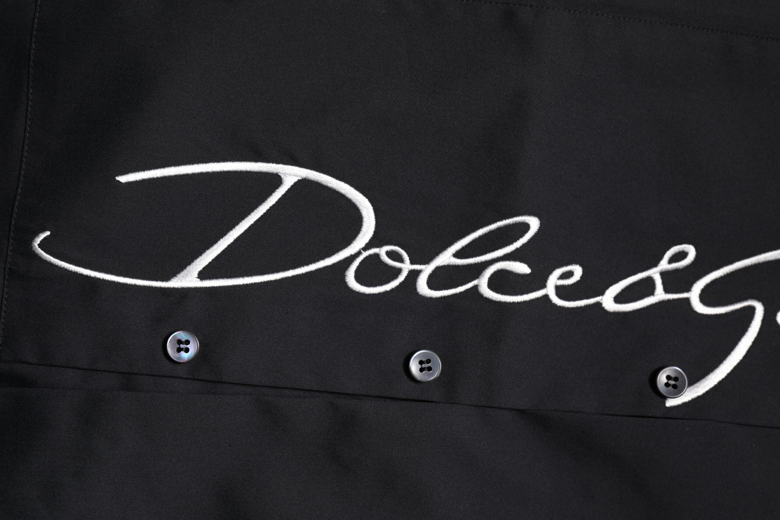 Dolce & Gabbana Black Cotton SICILIA Logo Men Dress Shirt
