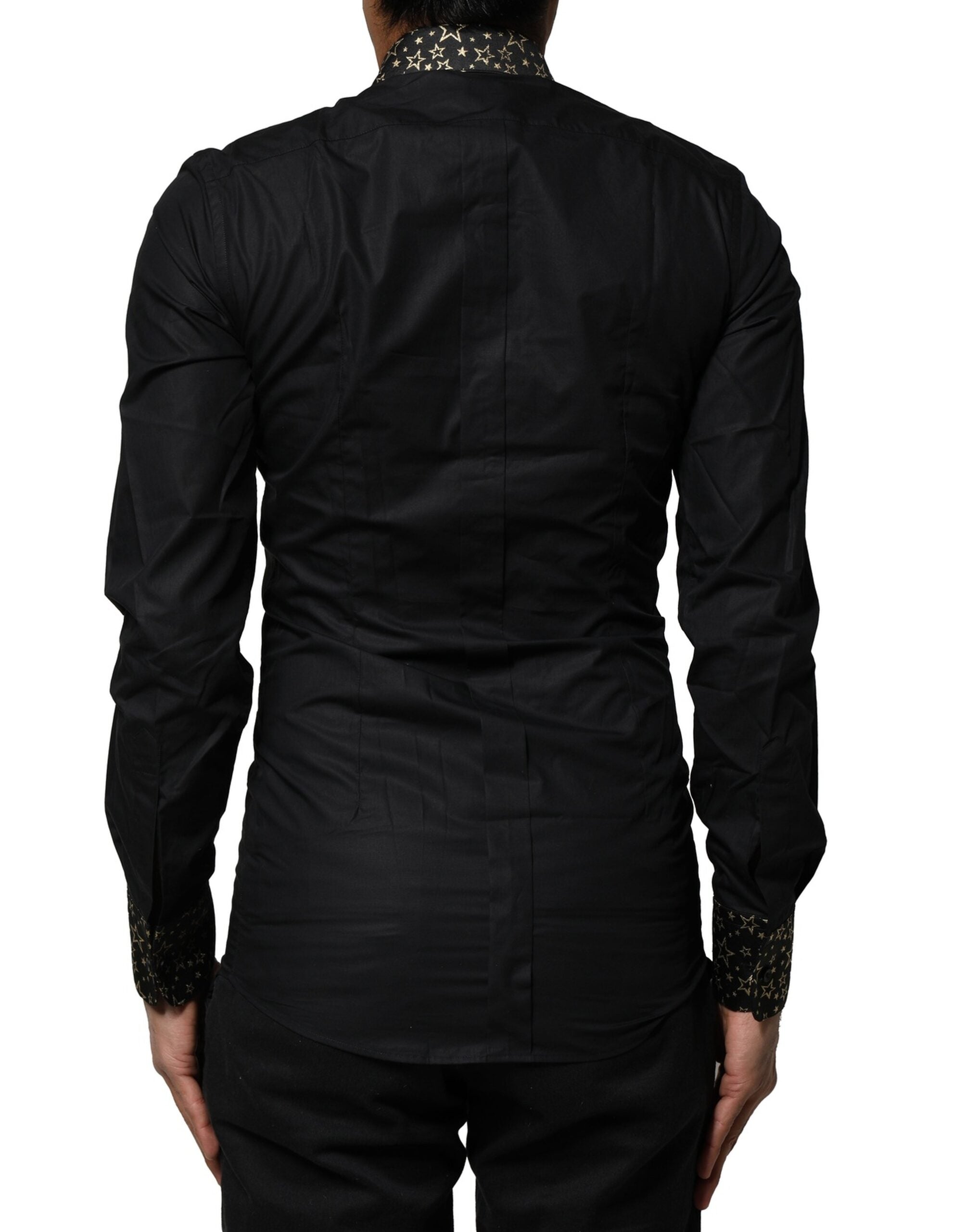 Dolce & Gabbana Black Cotton GOLD Long Sleeves Dress Shirt