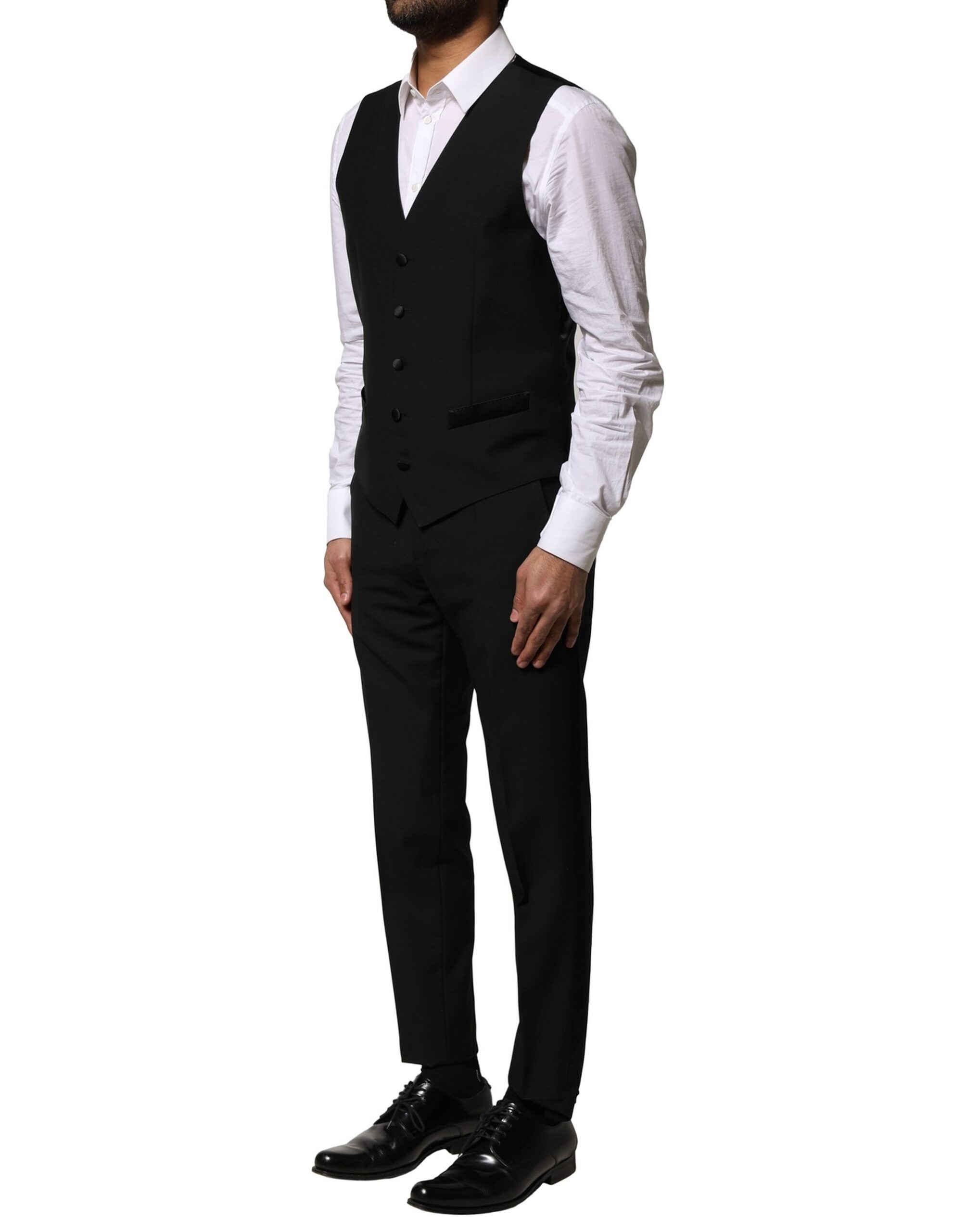 Dolce & Gabbana Black Wool 3 Piece Single Breasted Suit