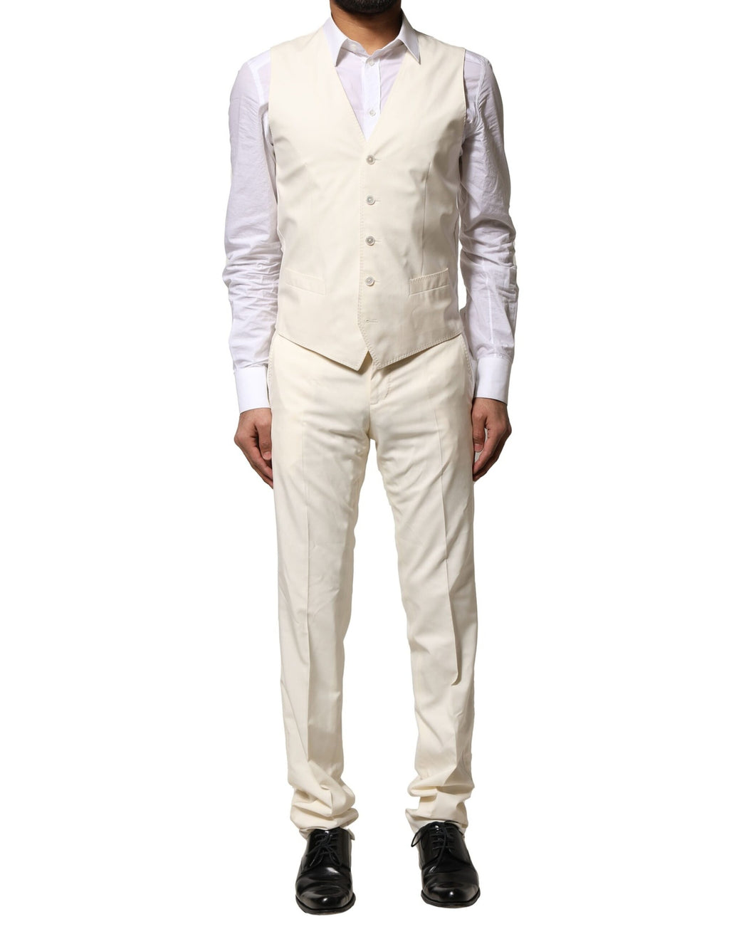 Dolce & Gabbana Ivory Wool 3 Piece Single Breasted Suit