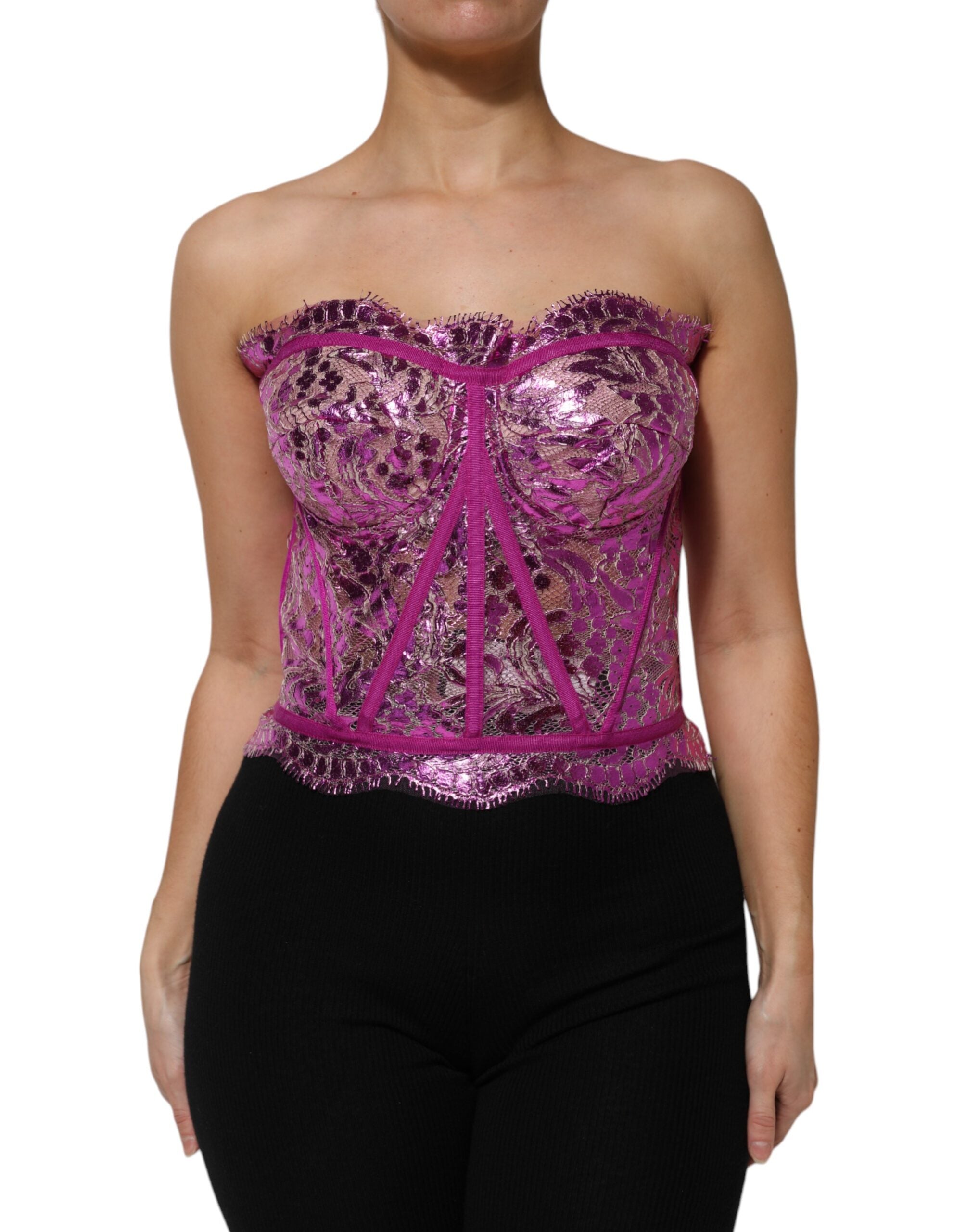 Dolce & Gabbana Pink Bustier Sleeveless Corset Blouse Top