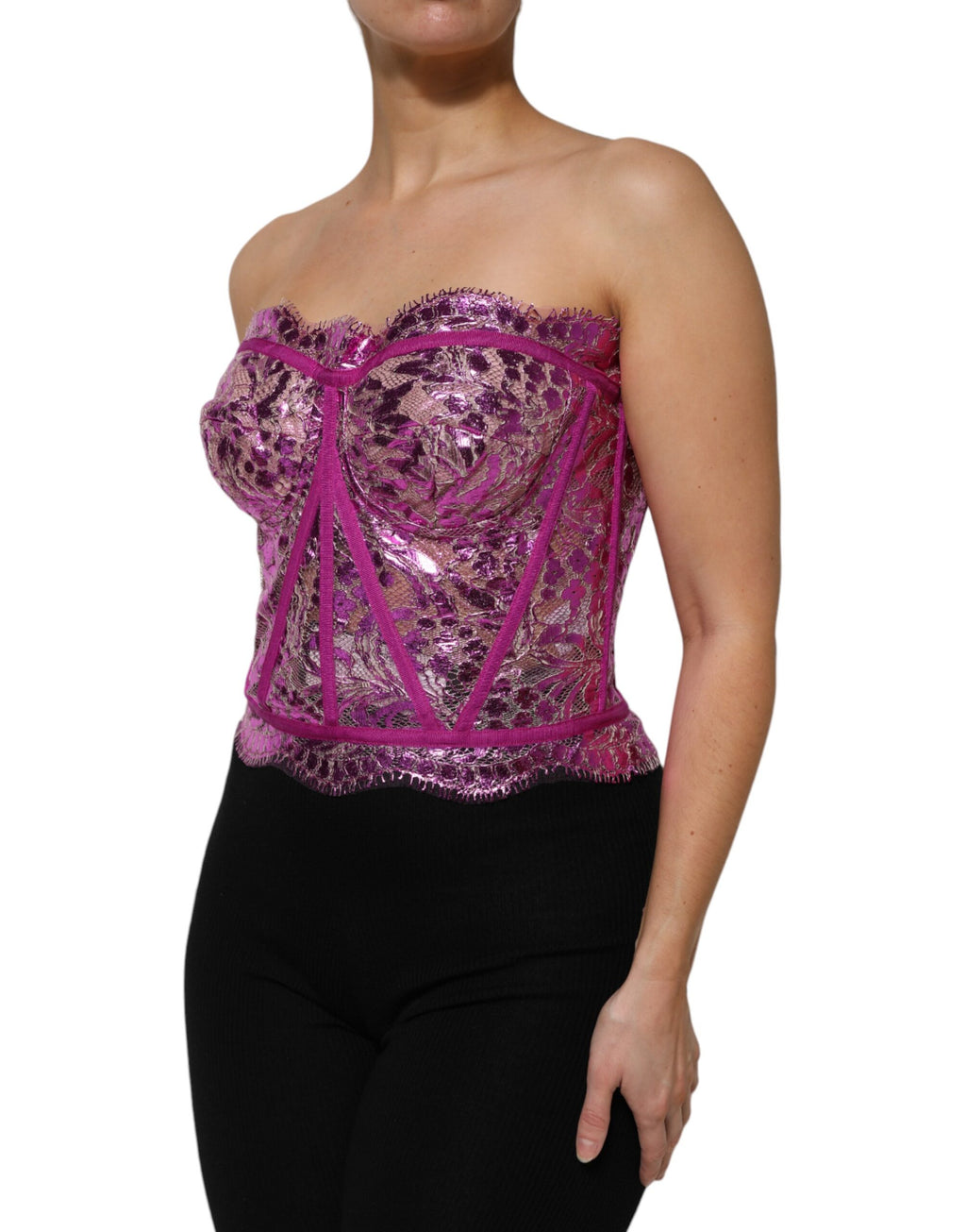 Dolce & Gabbana Pink Bustier Sleeveless Corset Blouse Top
