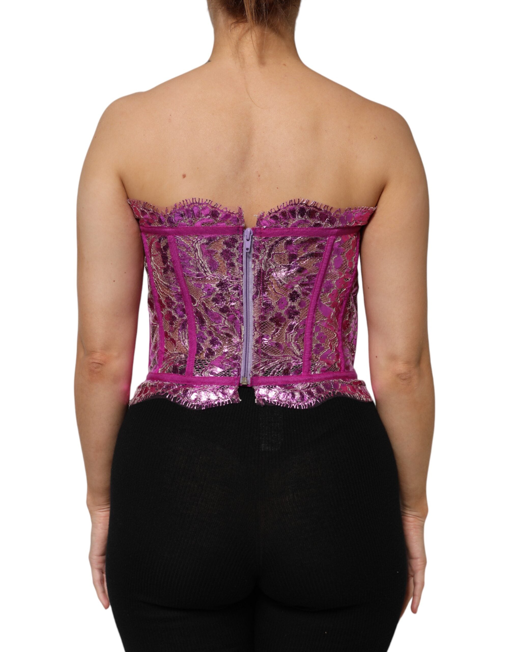 Dolce & Gabbana Pink Bustier Sleeveless Corset Blouse Top