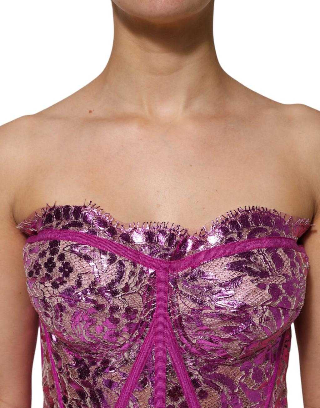 Dolce & Gabbana Pink Bustier Sleeveless Corset Blouse Top