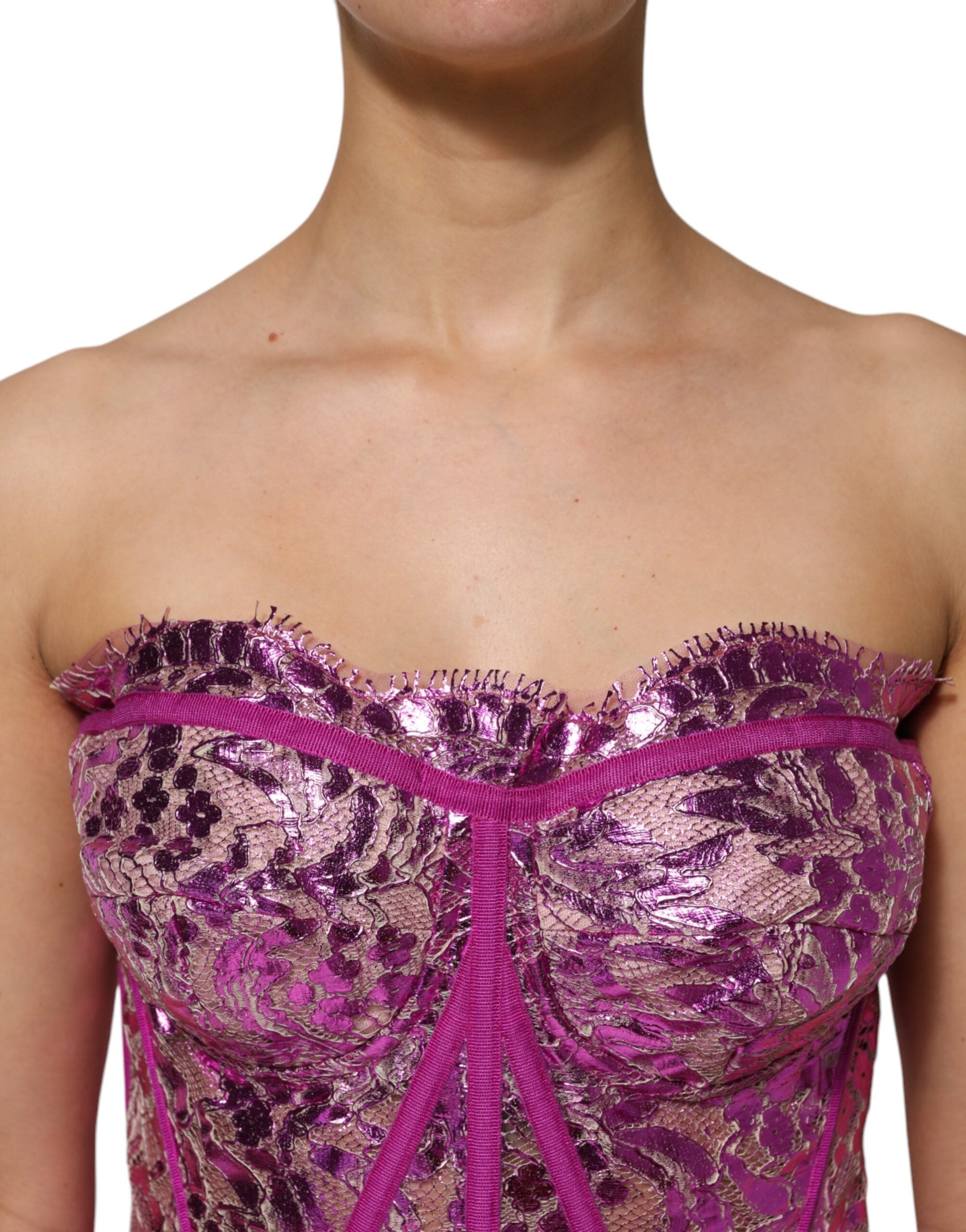 Dolce & Gabbana Pink Bustier Sleeveless Corset Blouse Top