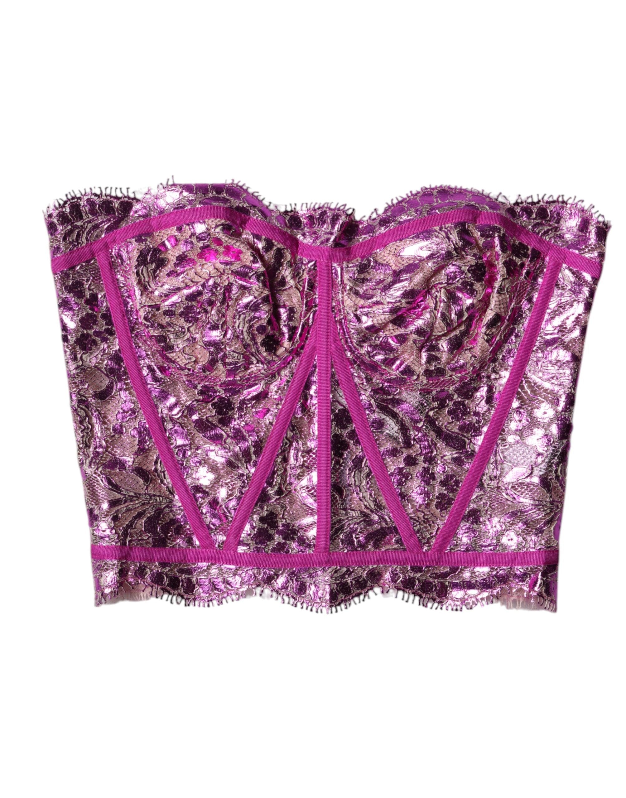 Dolce & Gabbana Pink Bustier Sleeveless Corset Blouse Top