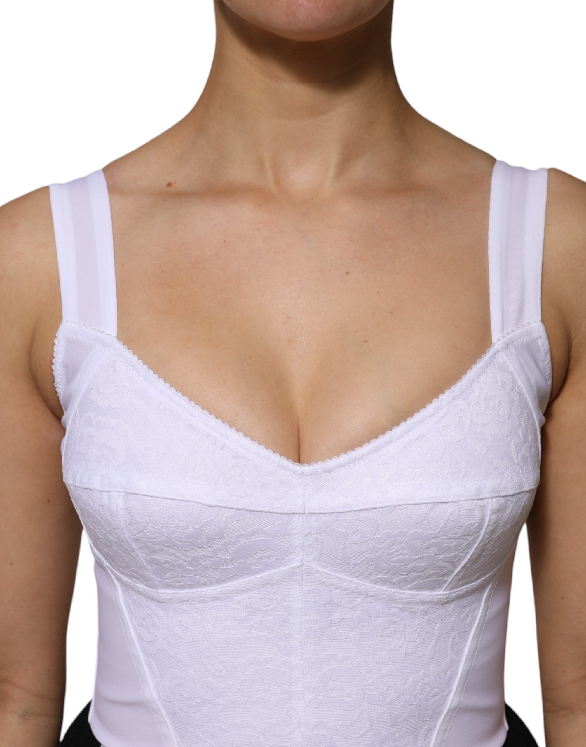Dolce & Gabbana White Bustier Sleeveless Corset Blouse Top
