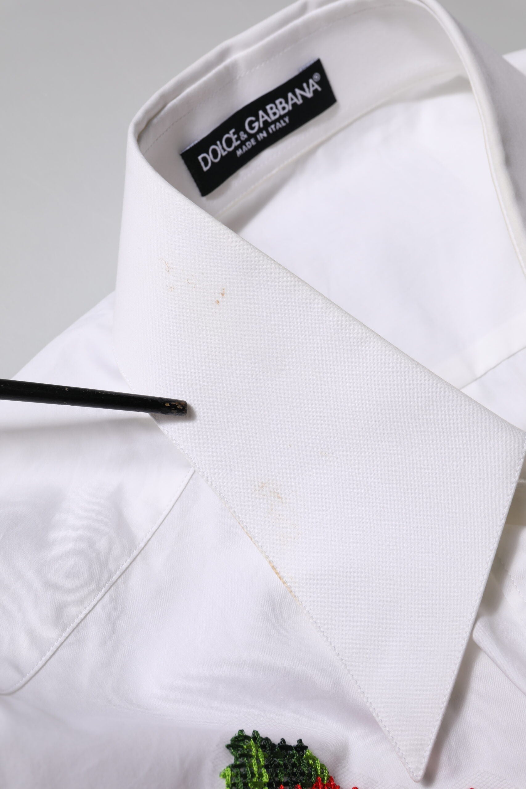 Dolce & Gabbana White Floral Cotton Collared Shirt Top