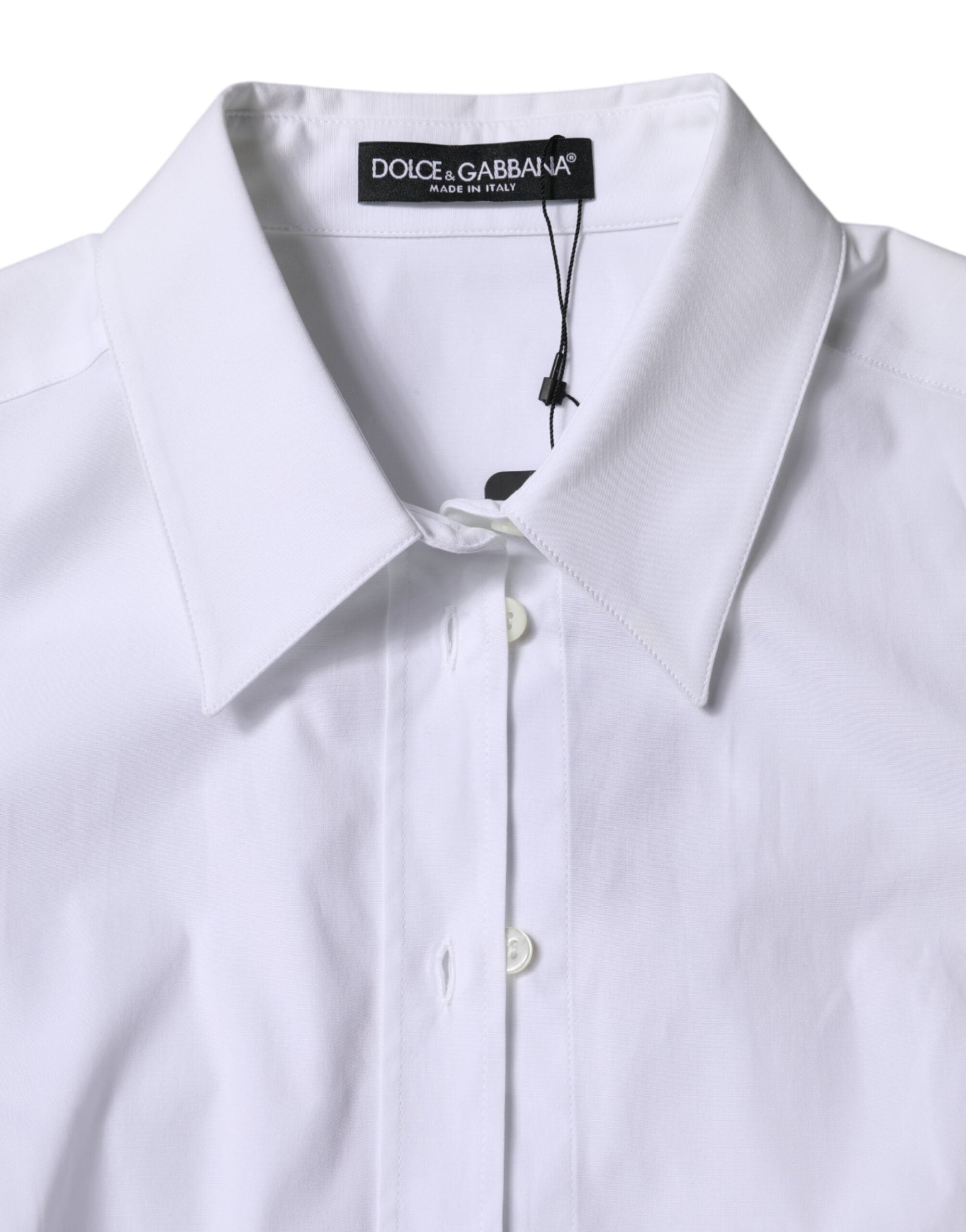 Dolce & Gabbana White Cotton Collared Long Sleeves Shirt Top