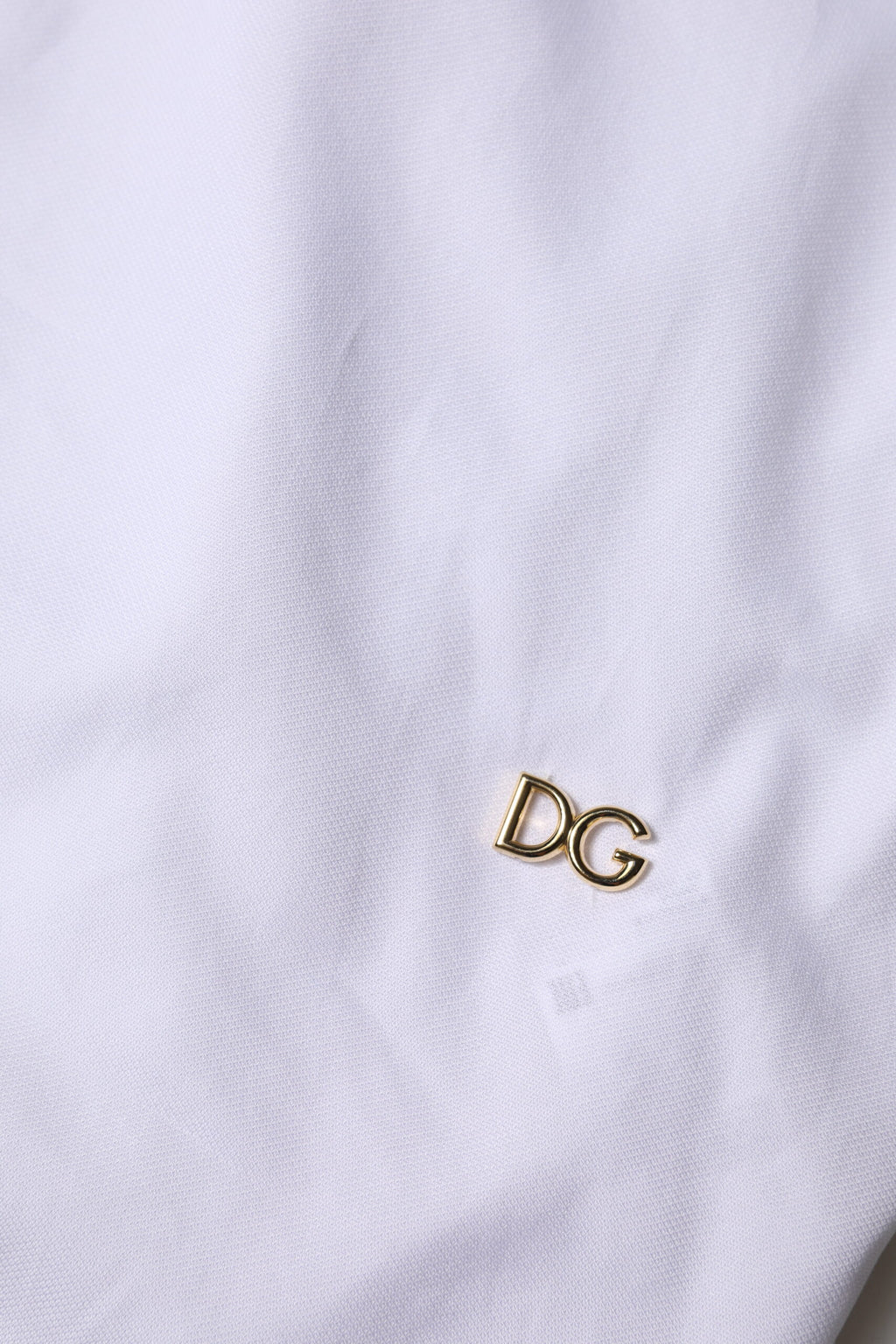 Dolce & Gabbana White Jacquard Cotton Collared Shirt Top