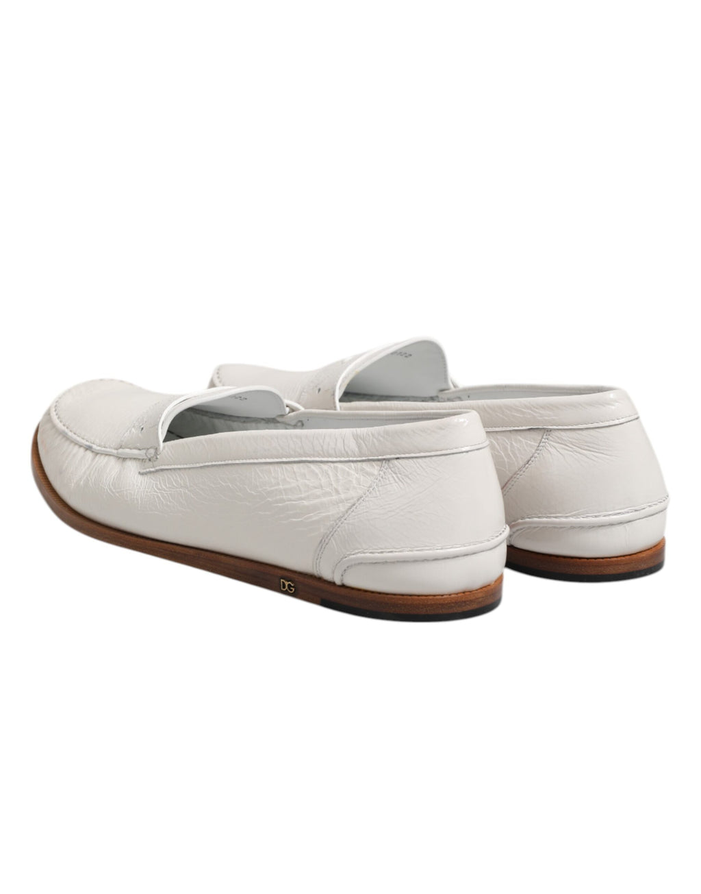 Dolce & Gabbana White Leather Loafers Moccasins Slip On Shoes