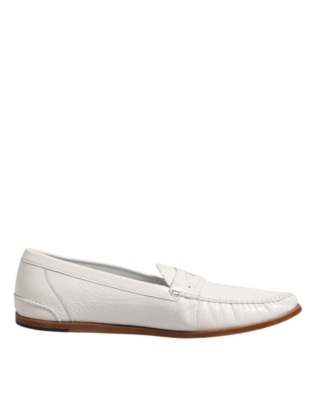 Dolce & Gabbana White Leather Loafers Moccasins Slip On Shoes