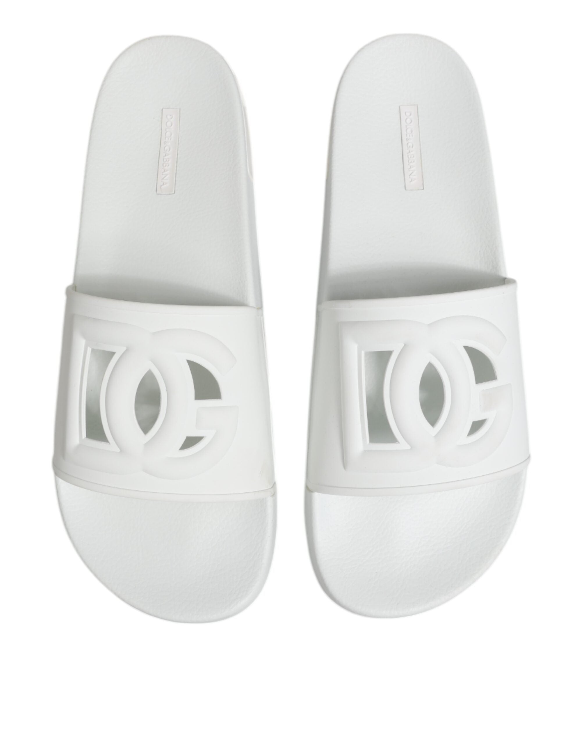 Dolce & Gabbana White Rubber Sandals Slides Beachwear Shoes