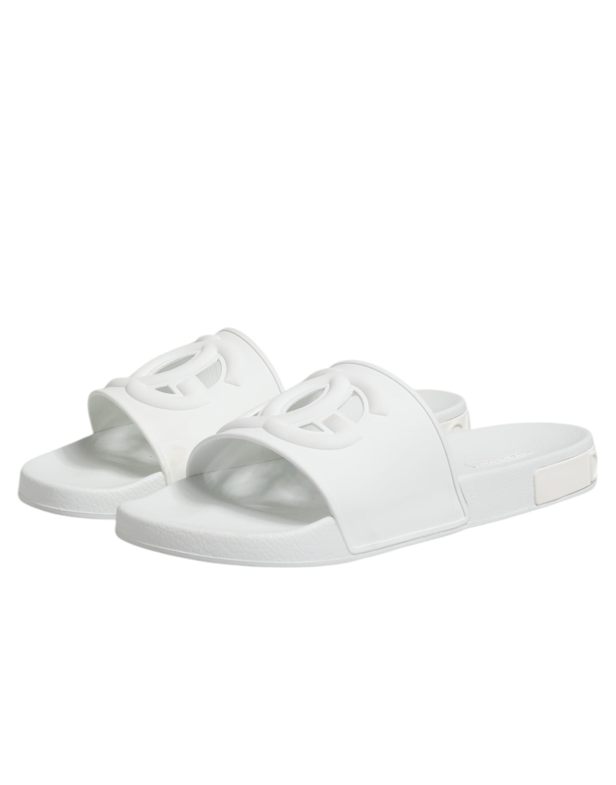 Dolce & Gabbana White Rubber Sandals Slides Beachwear Shoes