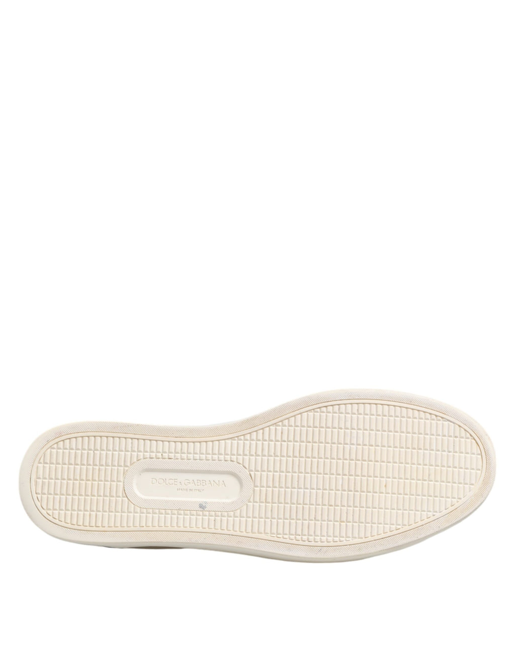 Dolce & Gabbana White Leather Printed Low Top Sneakers Shoes