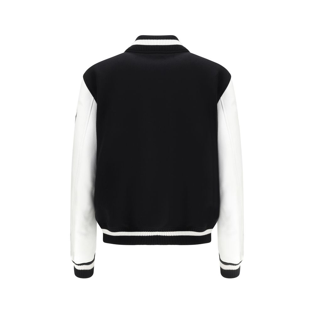 Off-White Leather and wool Varsity Bomber